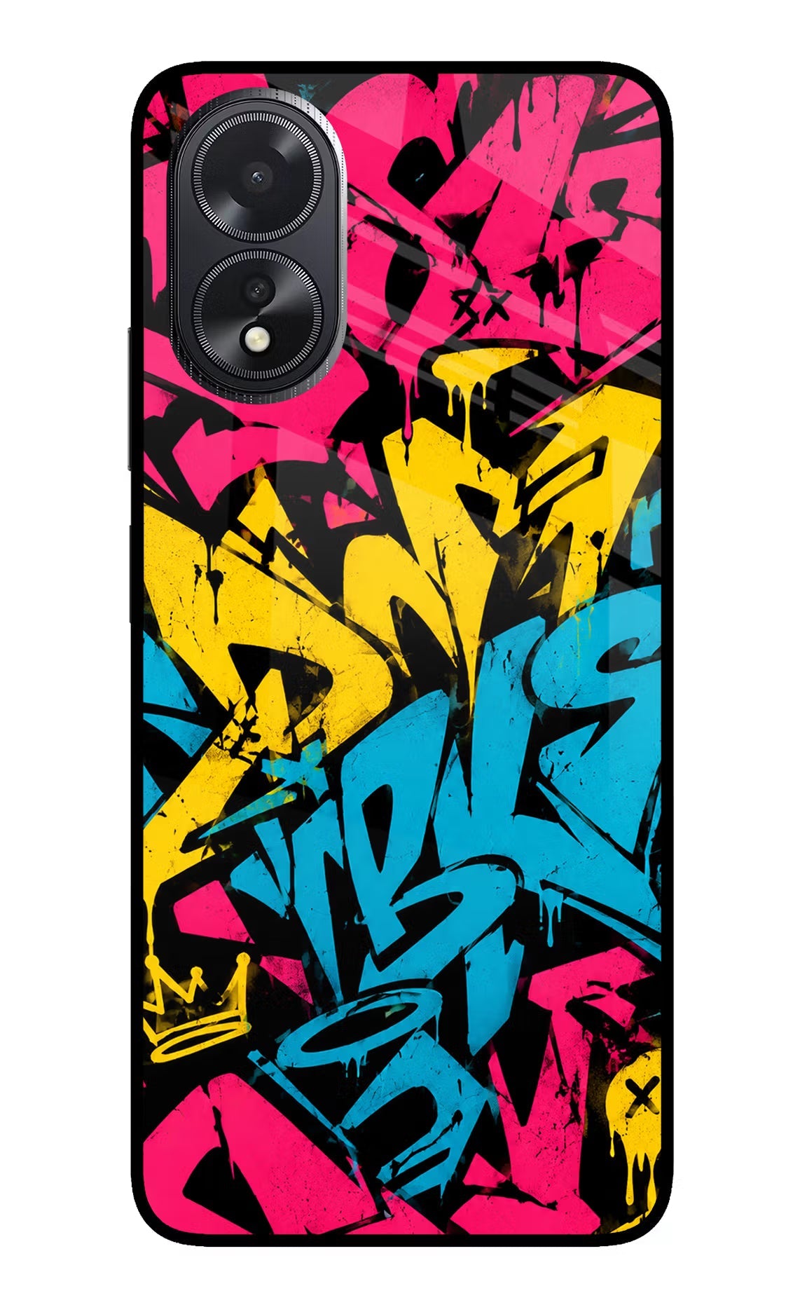 Graffiti Vibe Oppo A18/Oppo A38 Glass Case Back Cover by Casekaro