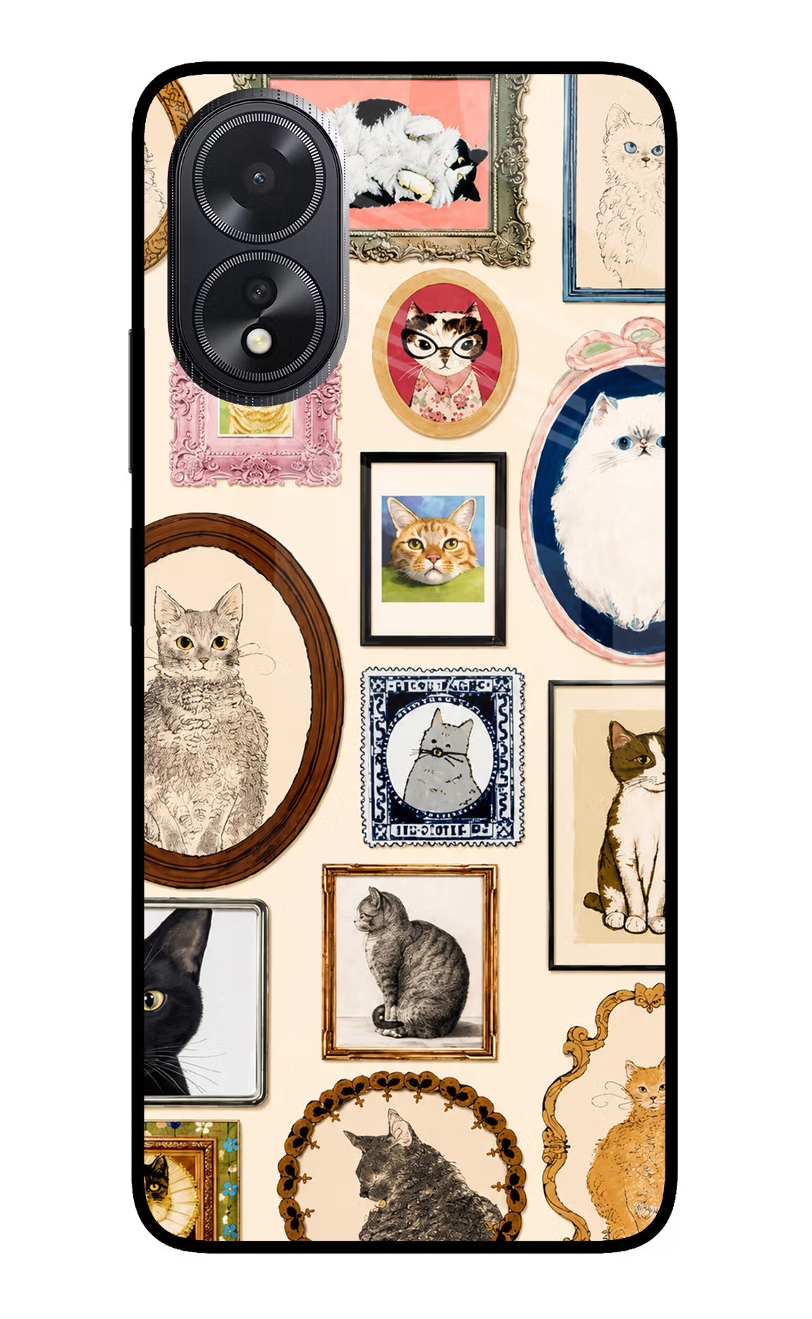Mirror Cats Oppo A18/Oppo A38 Glass Case Back Cover by Casekaro