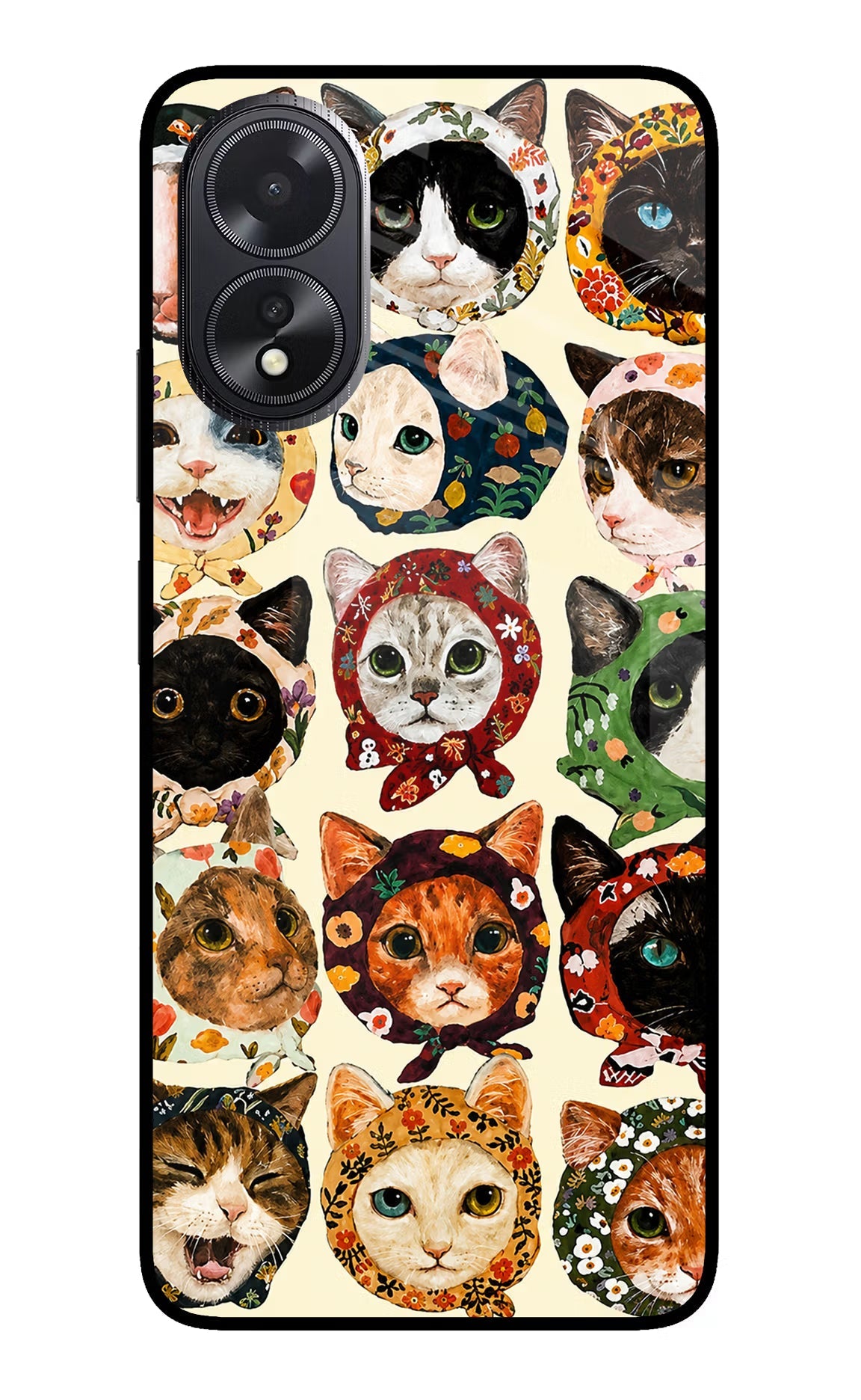 Cool Cat Oppo A18/Oppo A38 Glass Case Back Cover by Casekaro