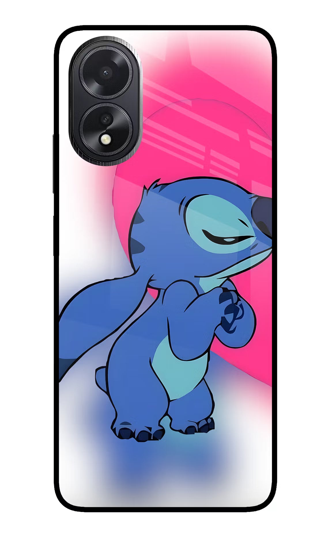 Stitch Hug Oppo A18/Oppo A38 Glass Case Back Cover by Casekaro