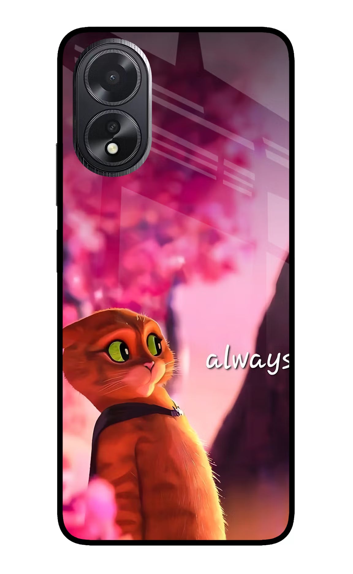 Always Cat Oppo A18/Oppo A38 Glass Case Back Cover by Casekaro