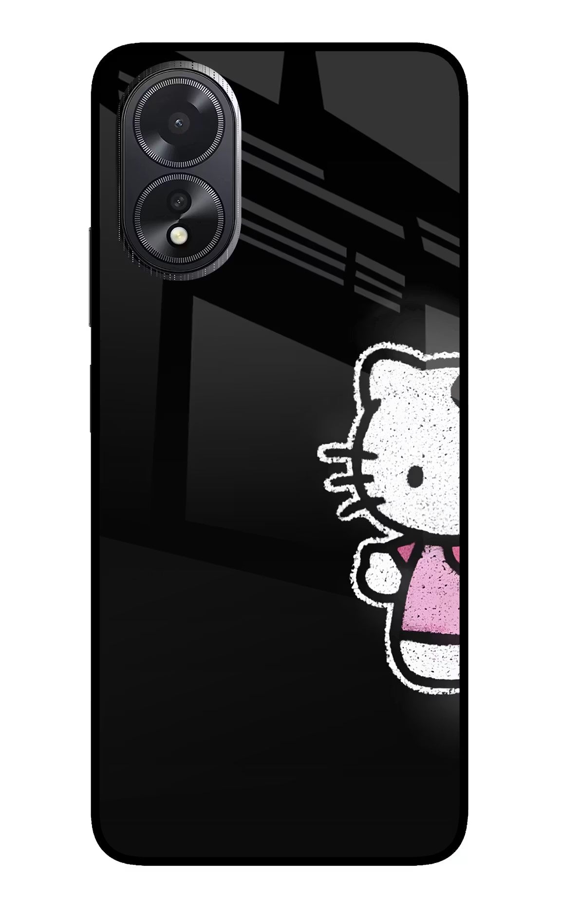 Kitty Charm Oppo A18/Oppo A38 Glass Case Back Cover by Casekaro