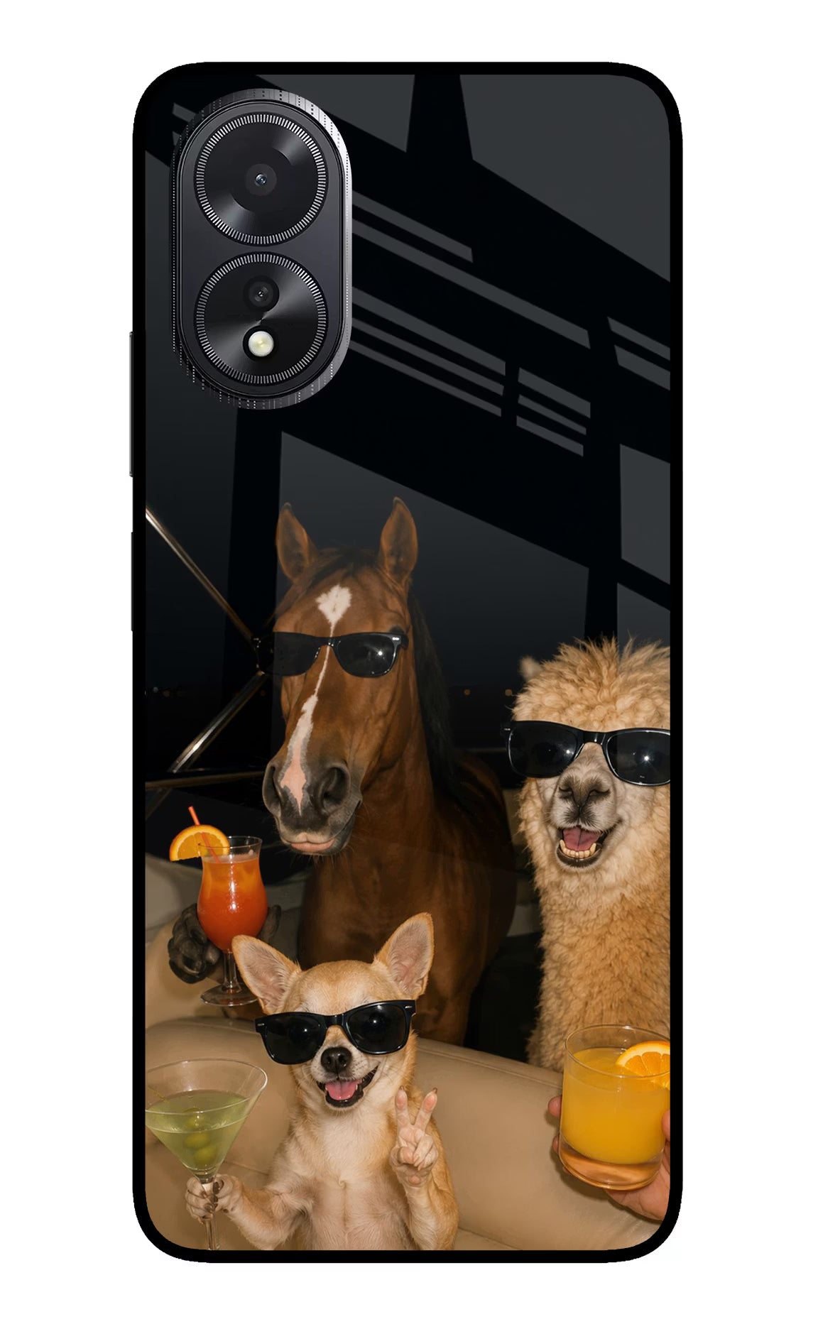 Party Squad Oppo A18/Oppo A38 Glass Case Back Cover by Casekaro