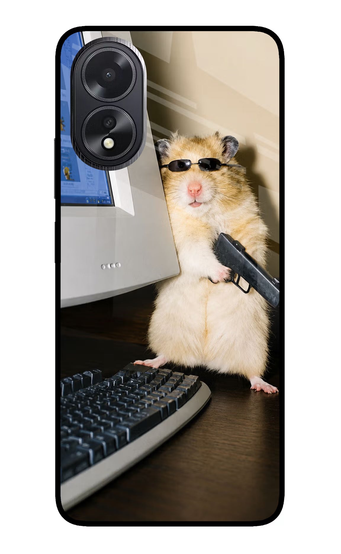 Hacker Hamster Oppo A18/Oppo A38 Glass Case Back Cover by Casekaro