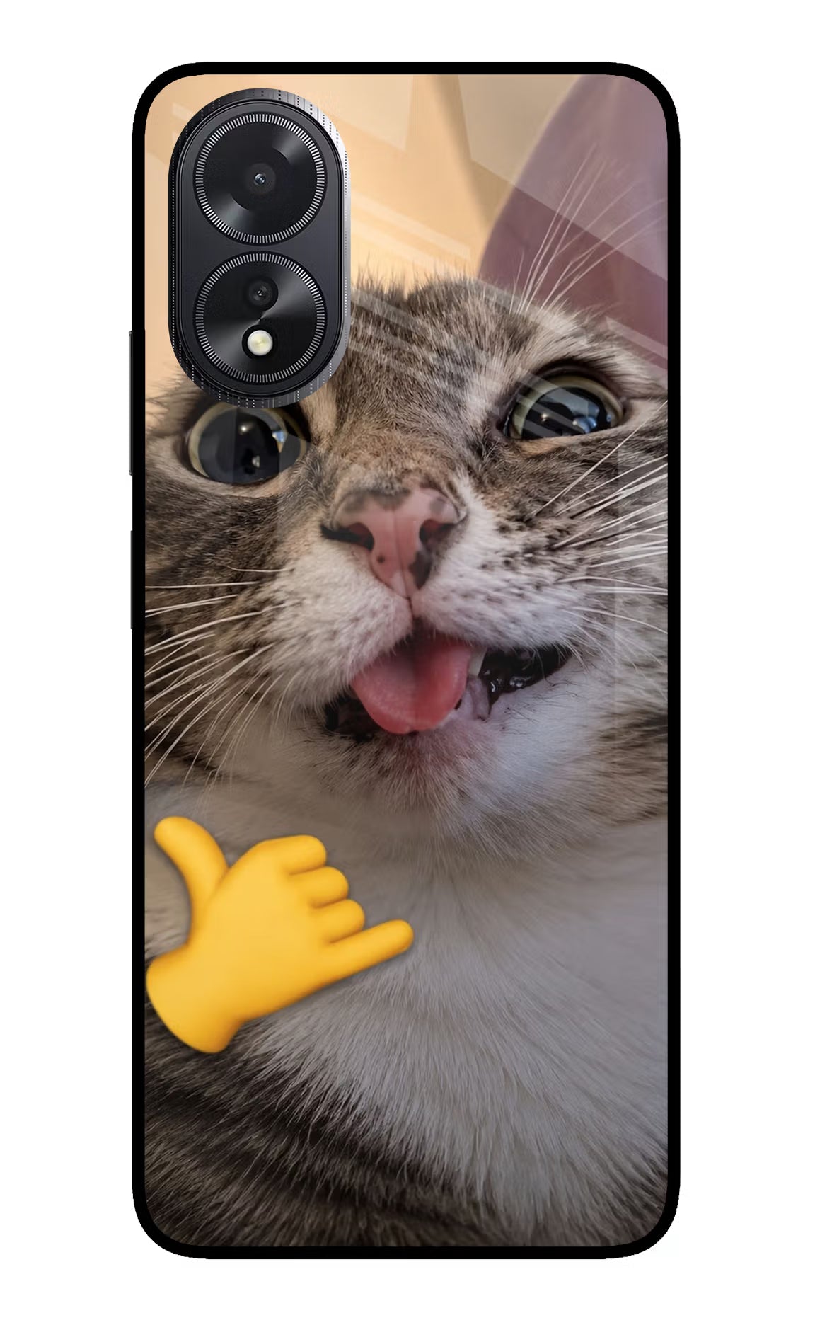 Silly Cat Call Oppo A18/Oppo A38 Glass Case Back Cover by Casekaro