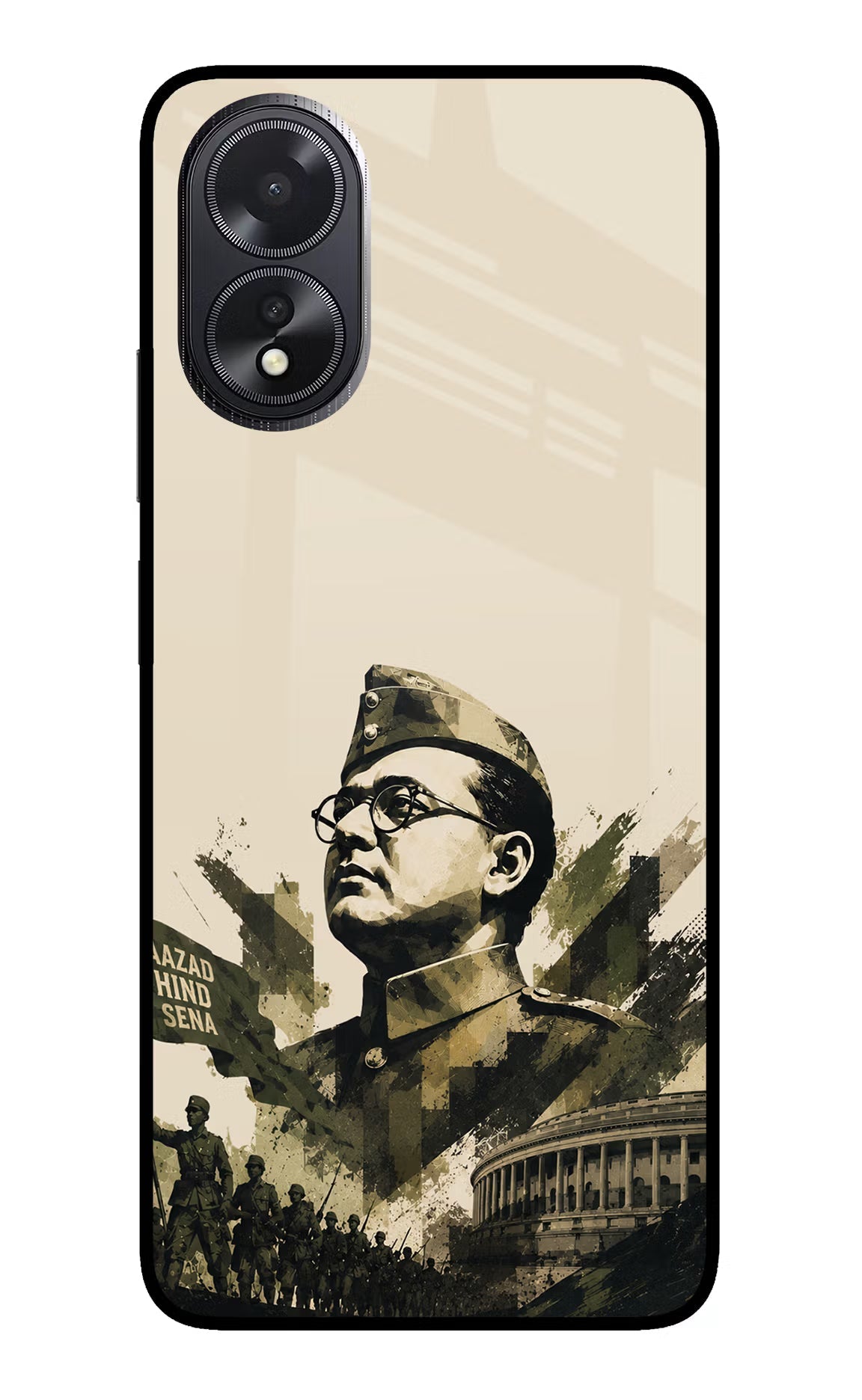 Netaji Rising Oppo A18/Oppo A38 Glass Case Back Cover by Casekaro