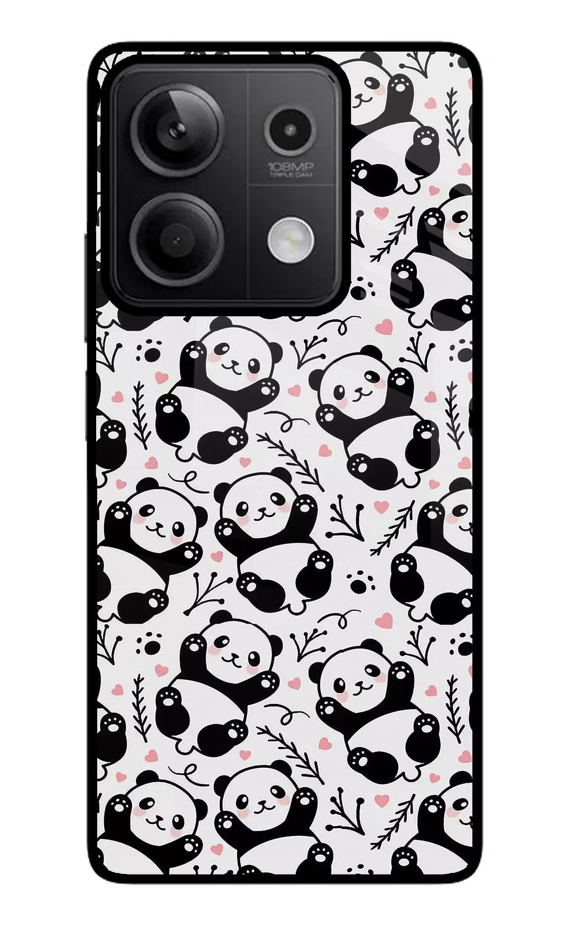 Cute Panda Redmi Note 13 5G Glass Case Back Cover by Casekaro