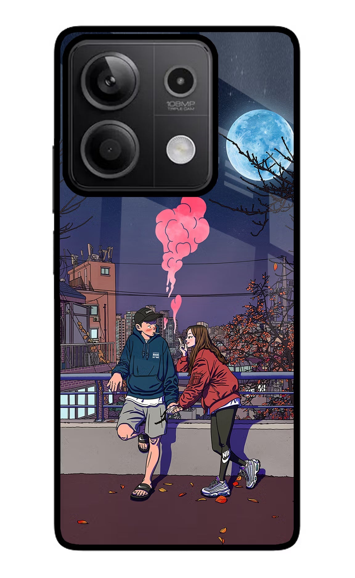 Chilling Couple Redmi Note 13 5G Glass Case Back Cover by Casekaro