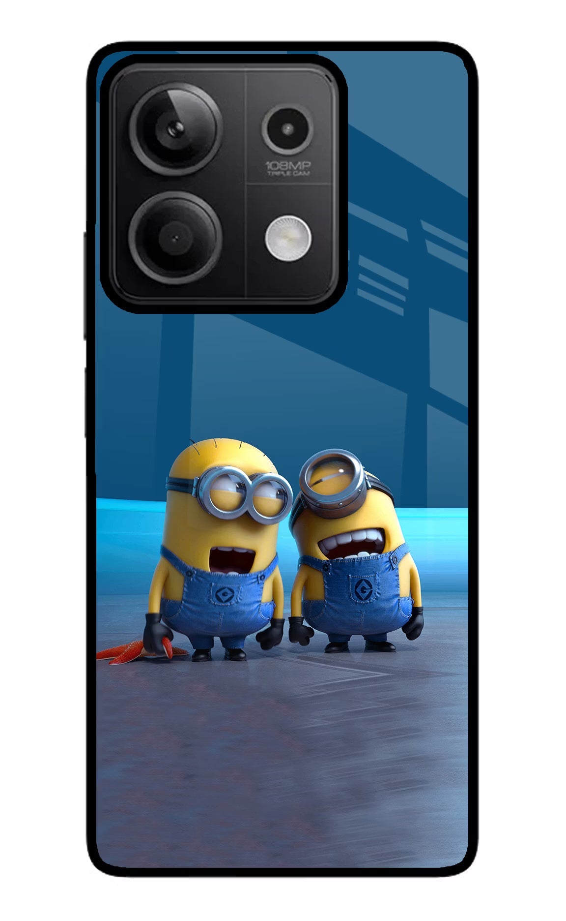 Minion Laughing Redmi Note 13 5G Glass Case Back Cover by Casekaro