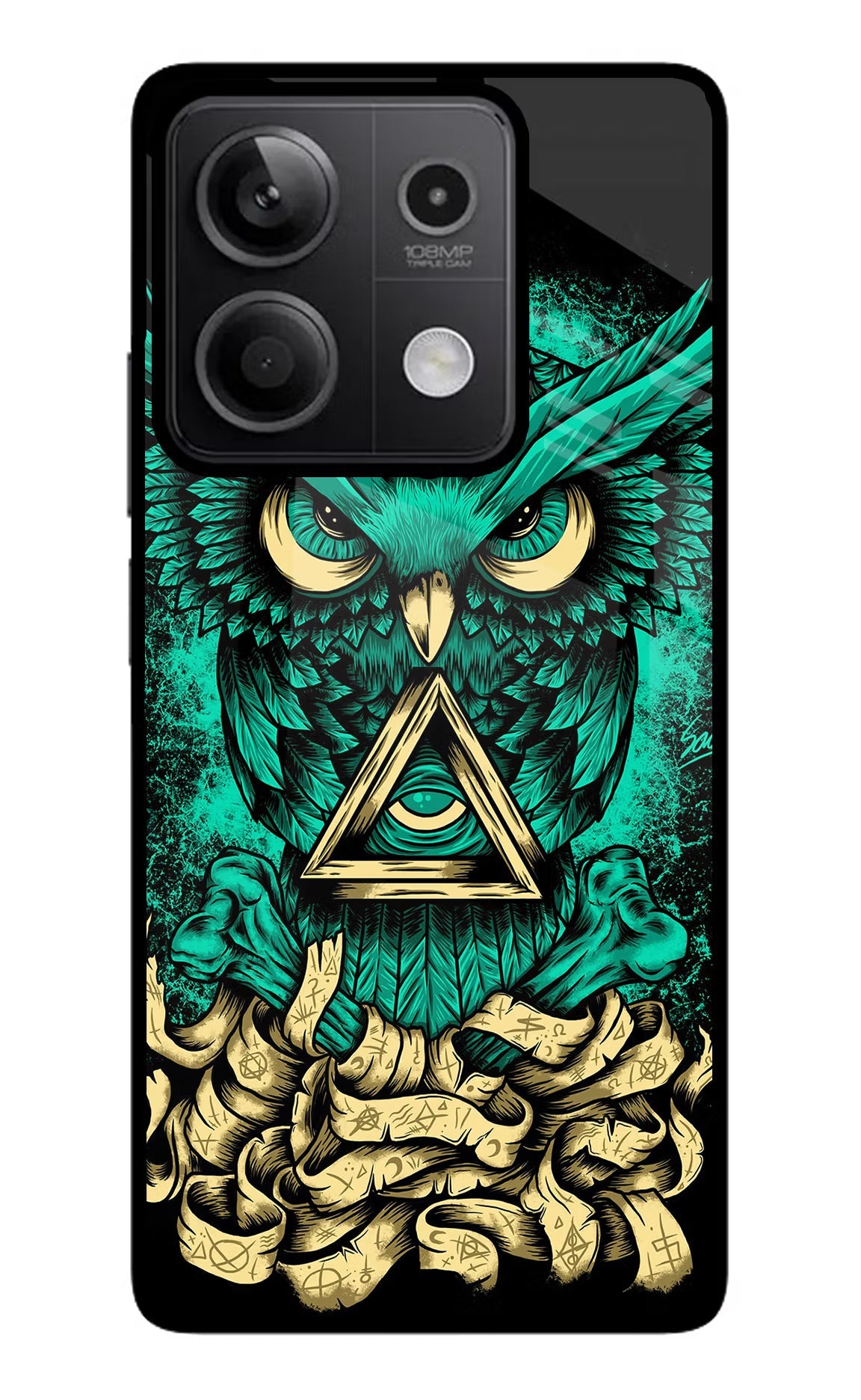 Green Owl Redmi Note 13 5G Glass Case Back Cover by Casekaro