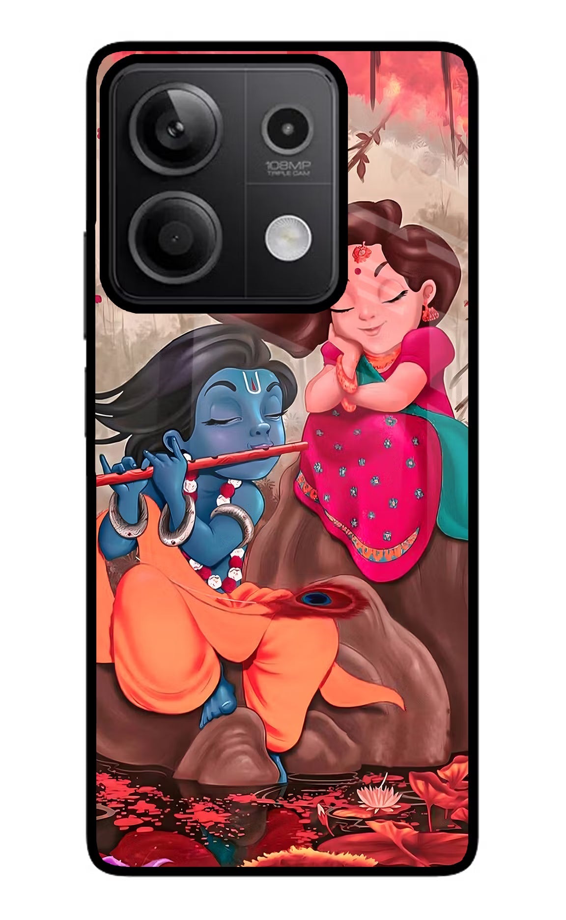 Radhe Krishna Redmi Note 13 5G Glass Case Back Cover by Casekaro