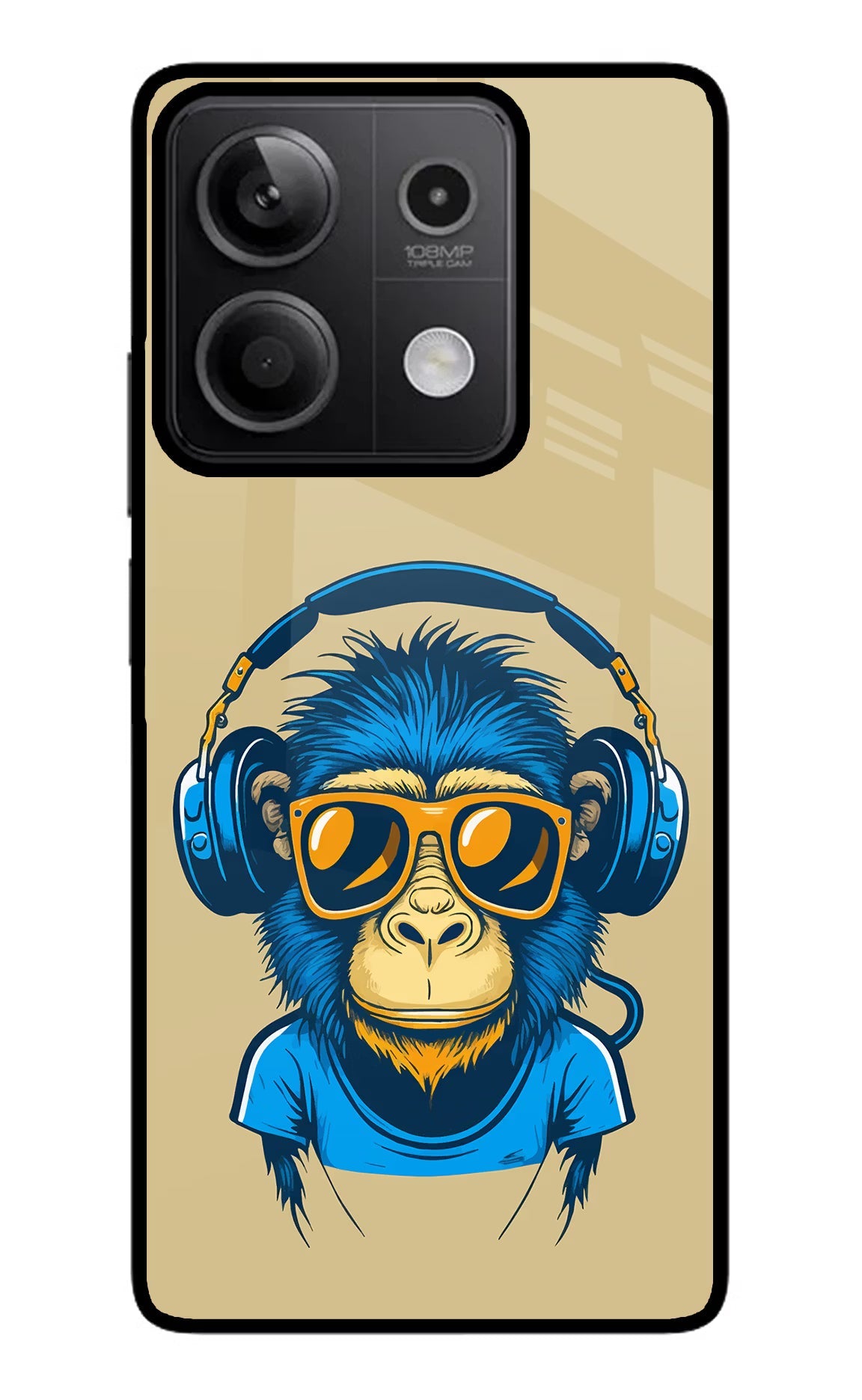 Monkey Headphone Redmi Note 13 5G Glass Case Back Cover by Casekaro