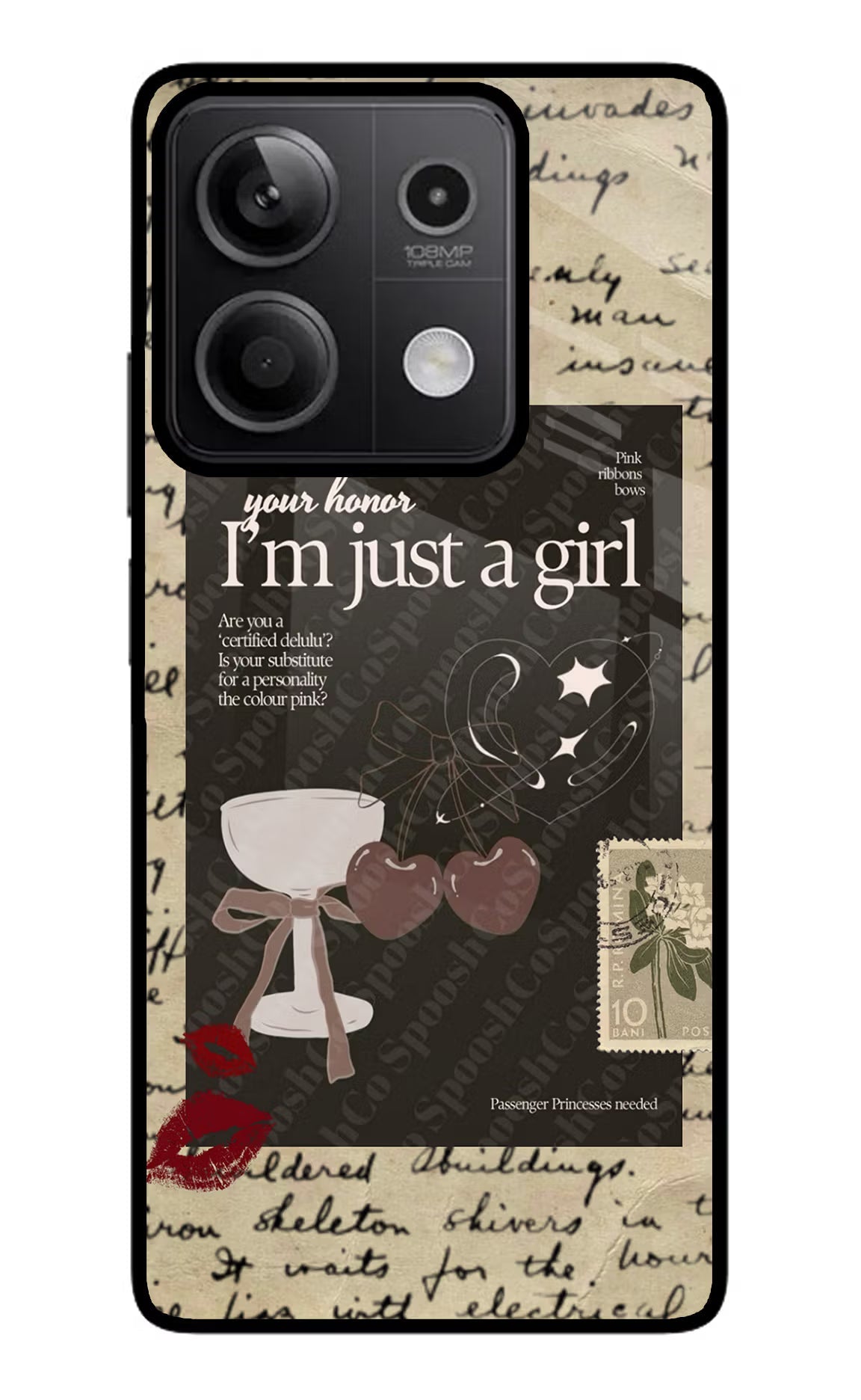 I am just a girl Redmi Note 13 5G Glass Case Back Cover by Casekaro