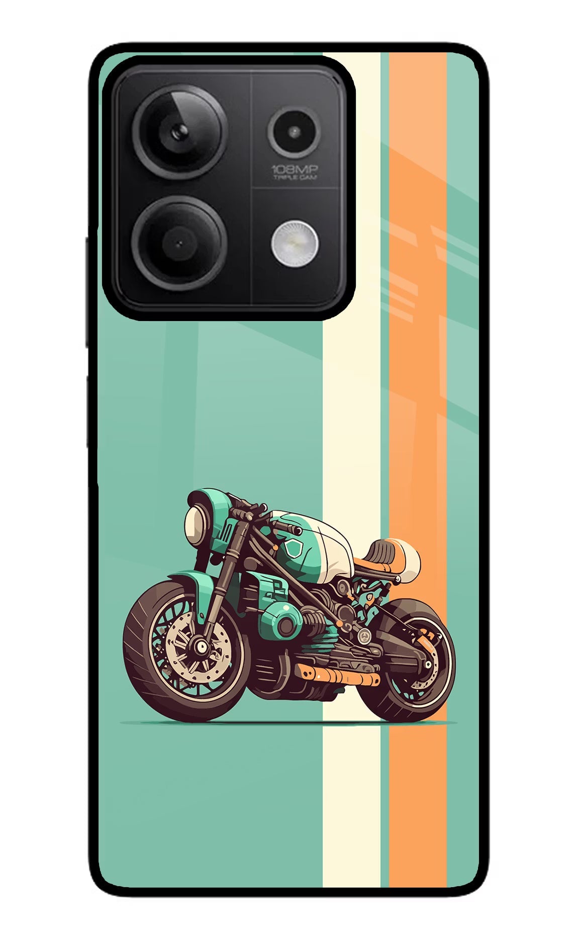 Striped Moto Drift Redmi Note 13 5G Glass Case Back Cover by Casekaro