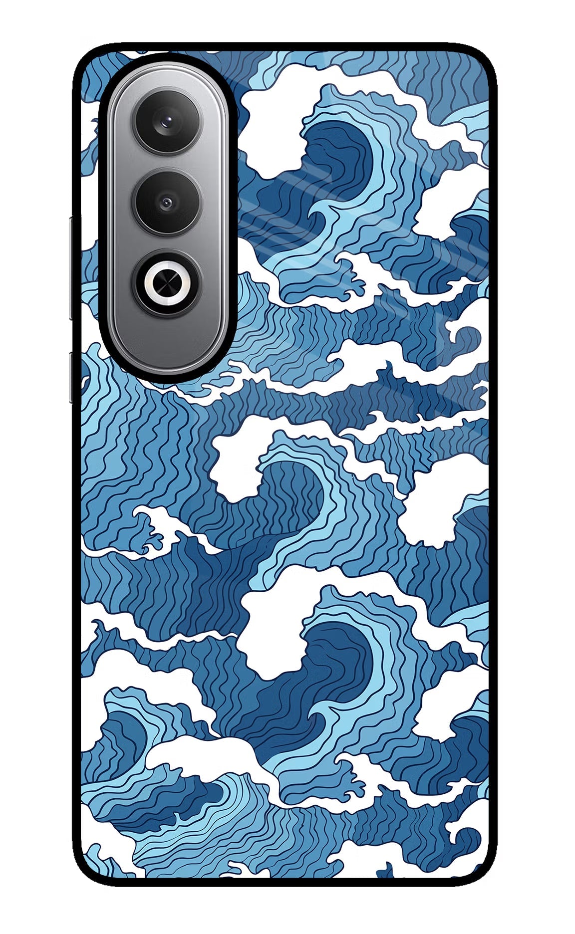 Blue Waves Oneplus Nord CE4 Glass Case Back Cover by Casekaro