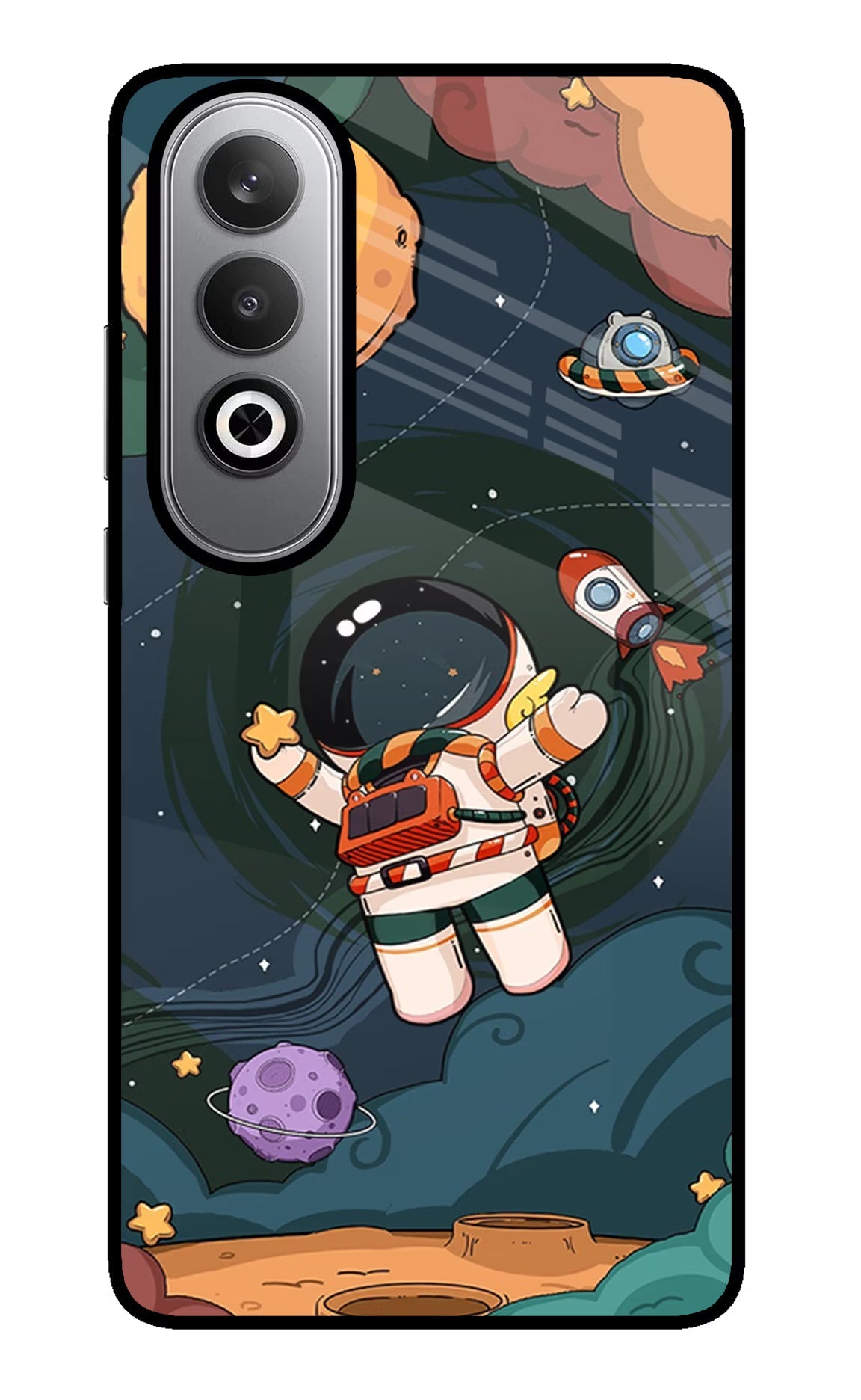 Cartoon Astronaut Oneplus Nord CE4 Glass Case Back Cover by Casekaro