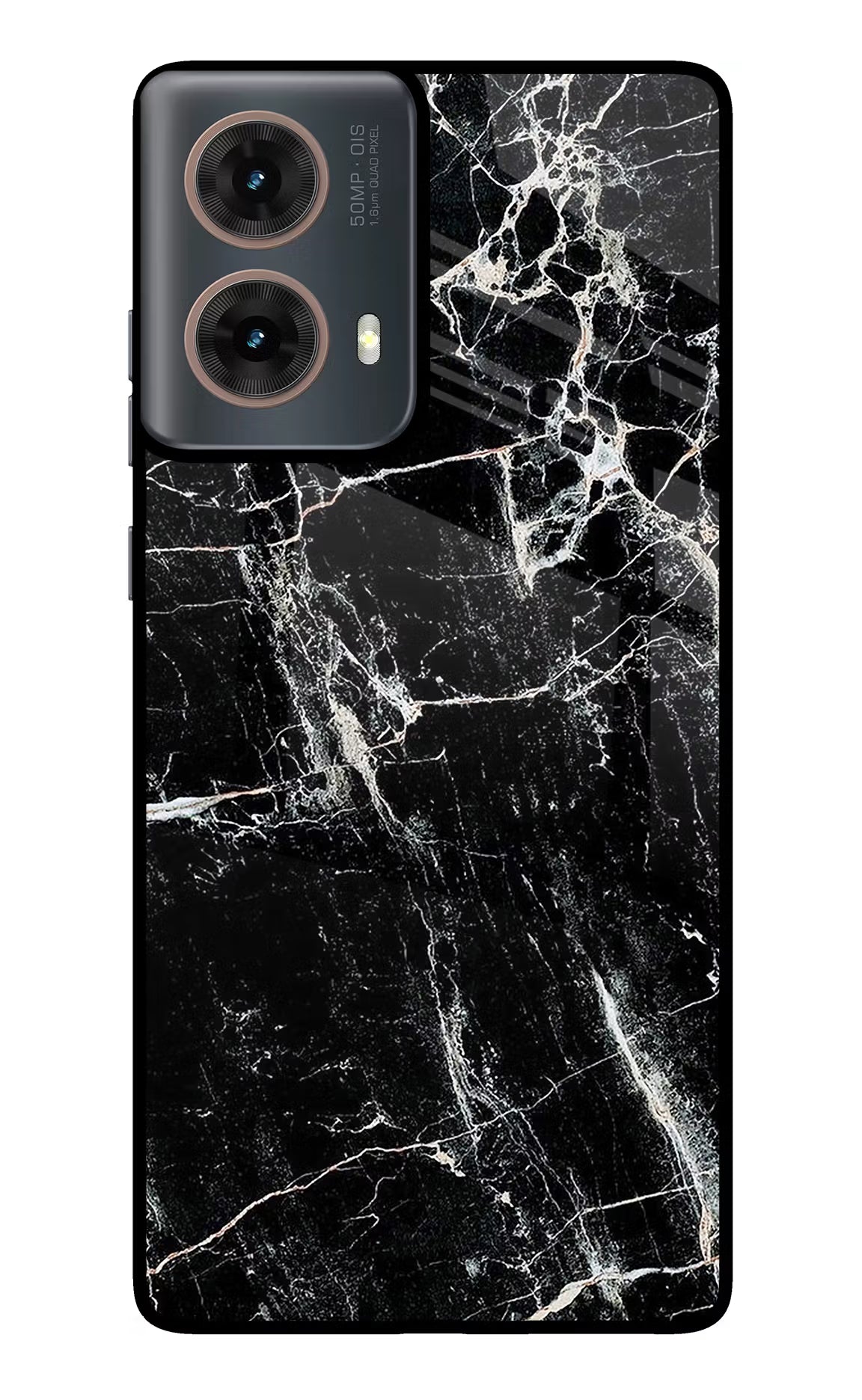 Black Marble Texture Motorola G85 Glass Case Back Cover by Casekaro