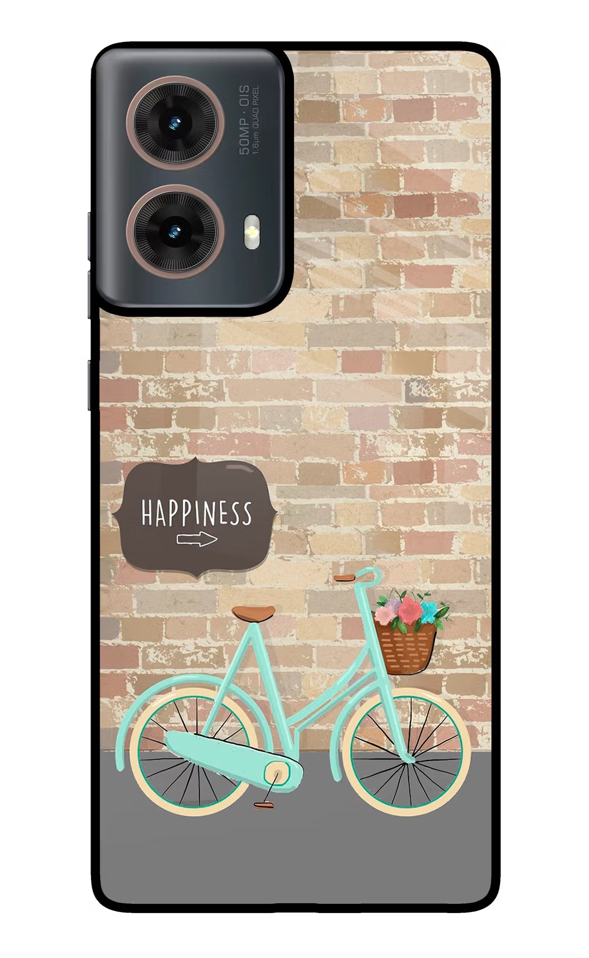 Happiness Artwork Motorola G85 Glass Case Back Cover by Casekaro