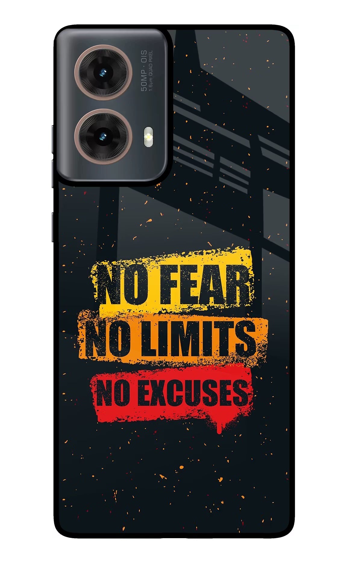 No Fear No Limits No Excuse Motorola G85 Glass Case Back Cover by Casekaro