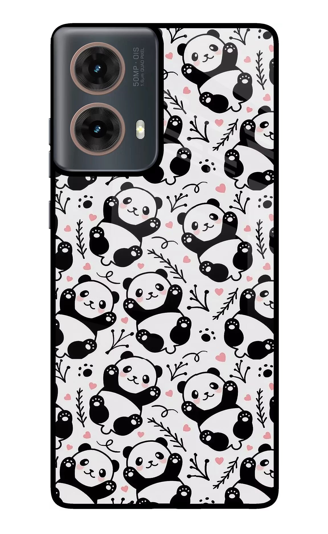 Cute Panda Motorola G85 Glass Case Back Cover by Casekaro