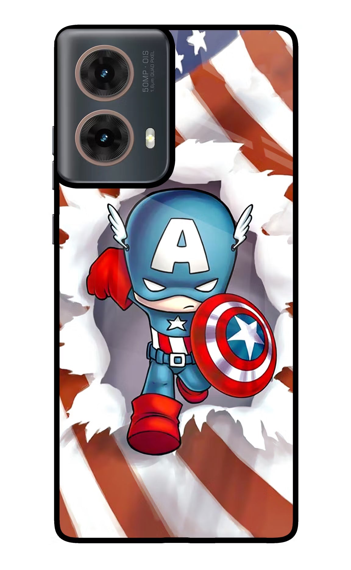 Captain America Motorola G85 Glass Case Back Cover by Casekaro