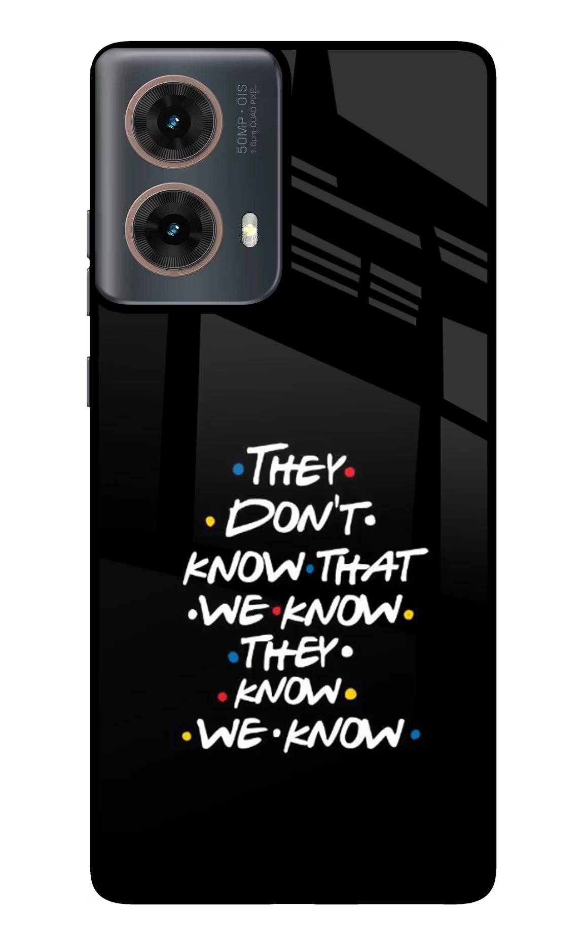 FRIENDS Dialogue Motorola G85 Glass Case Back Cover by Casekaro