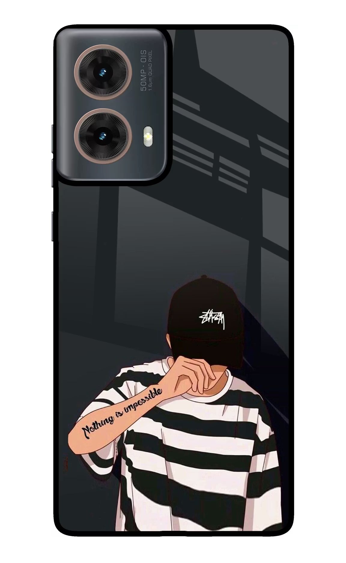 Aesthetic Boy Motorola G85 Glass Case Back Cover by Casekaro