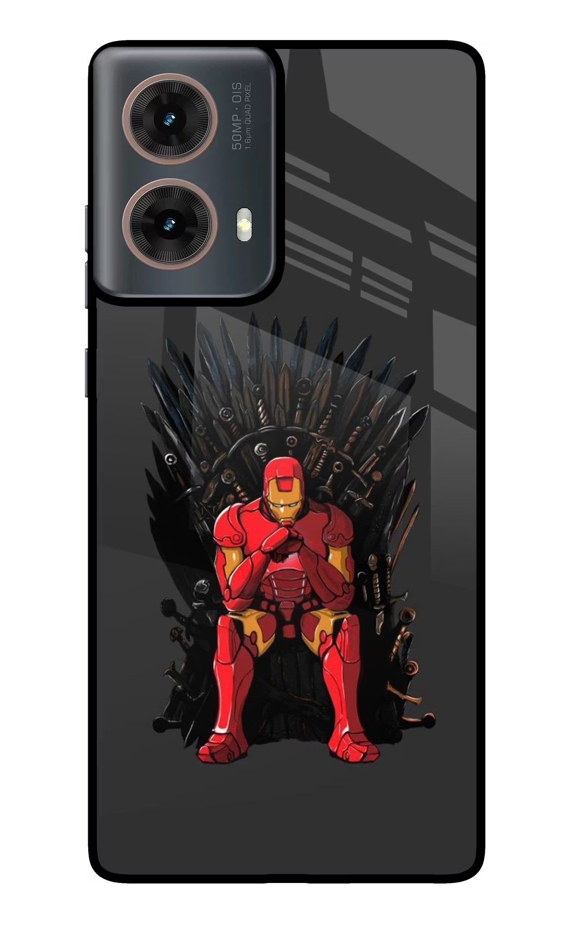 Ironman Throne Motorola G85 Glass Case Back Cover by Casekaro