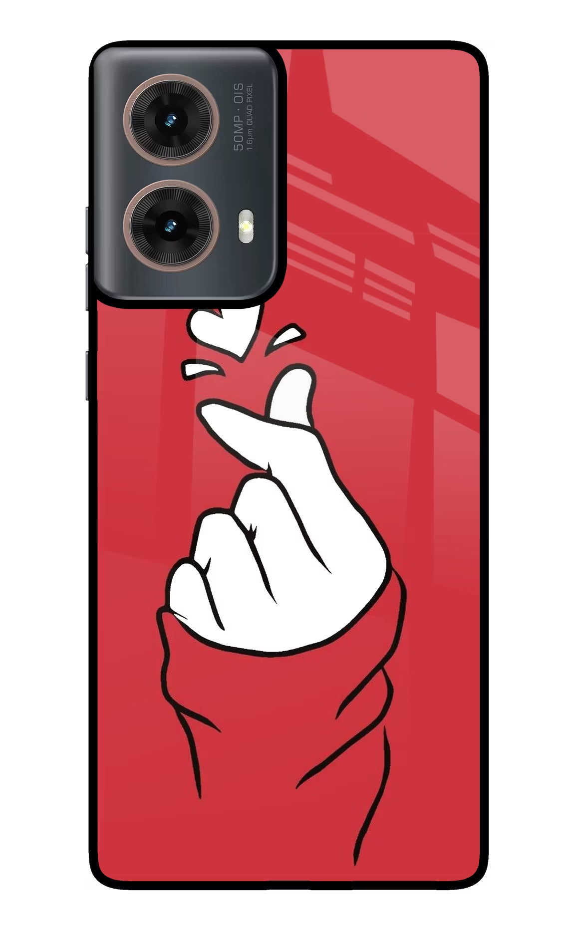Korean Love Sign Motorola G85 Glass Case Back Cover by Casekaro