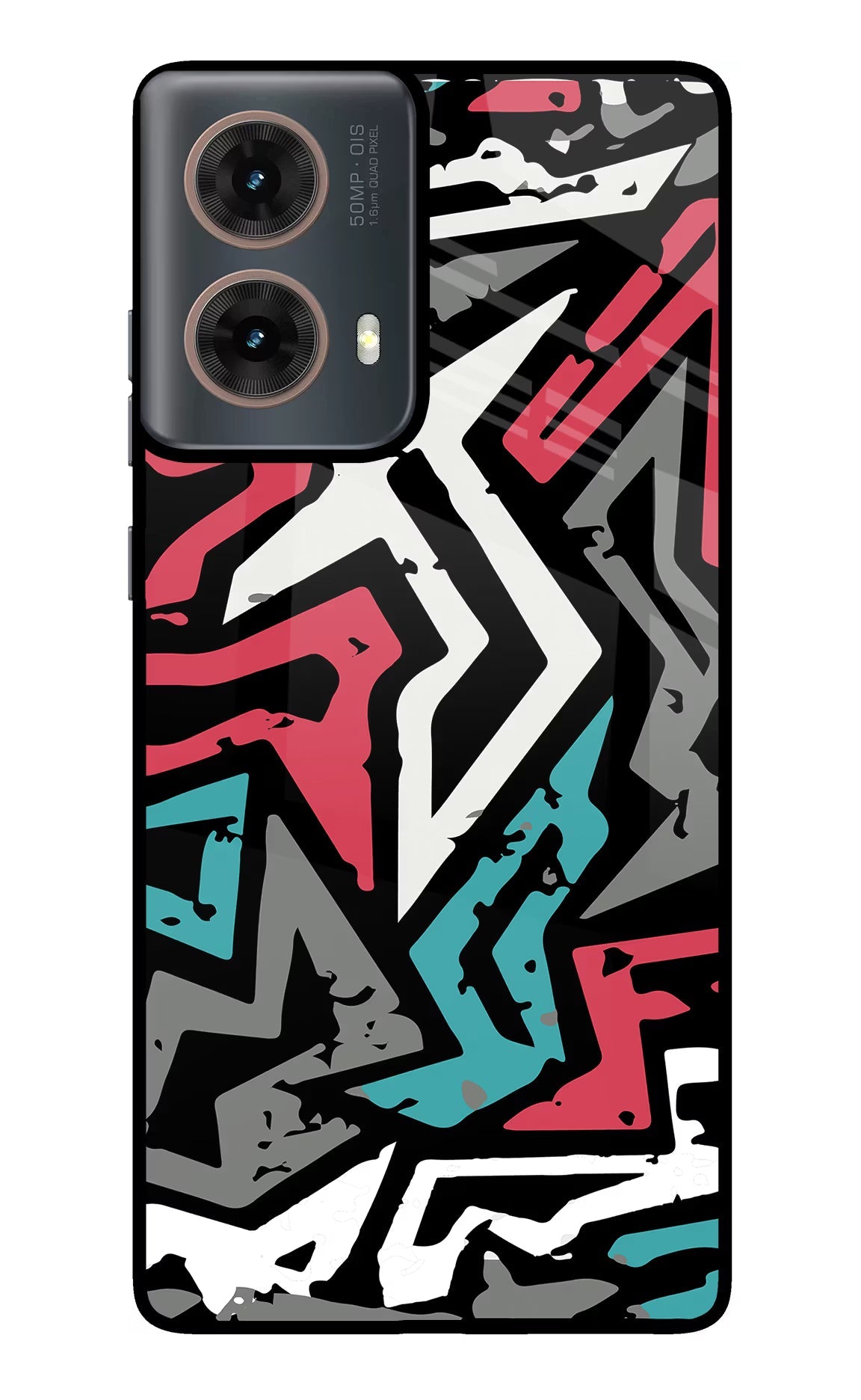 Geometric Graffiti Motorola G85 Glass Case Back Cover by Casekaro