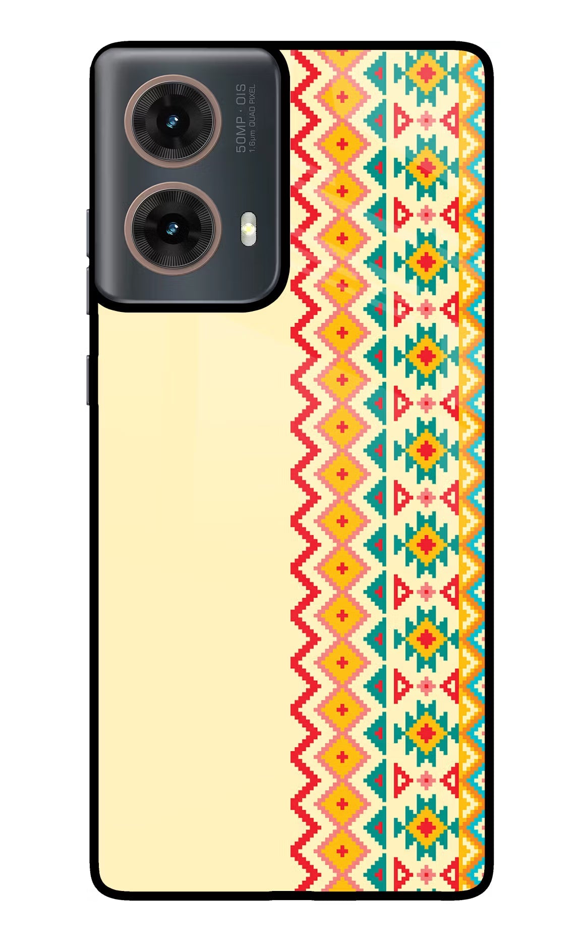 Ethnic Seamless Motorola G85 Glass Case Back Cover by Casekaro