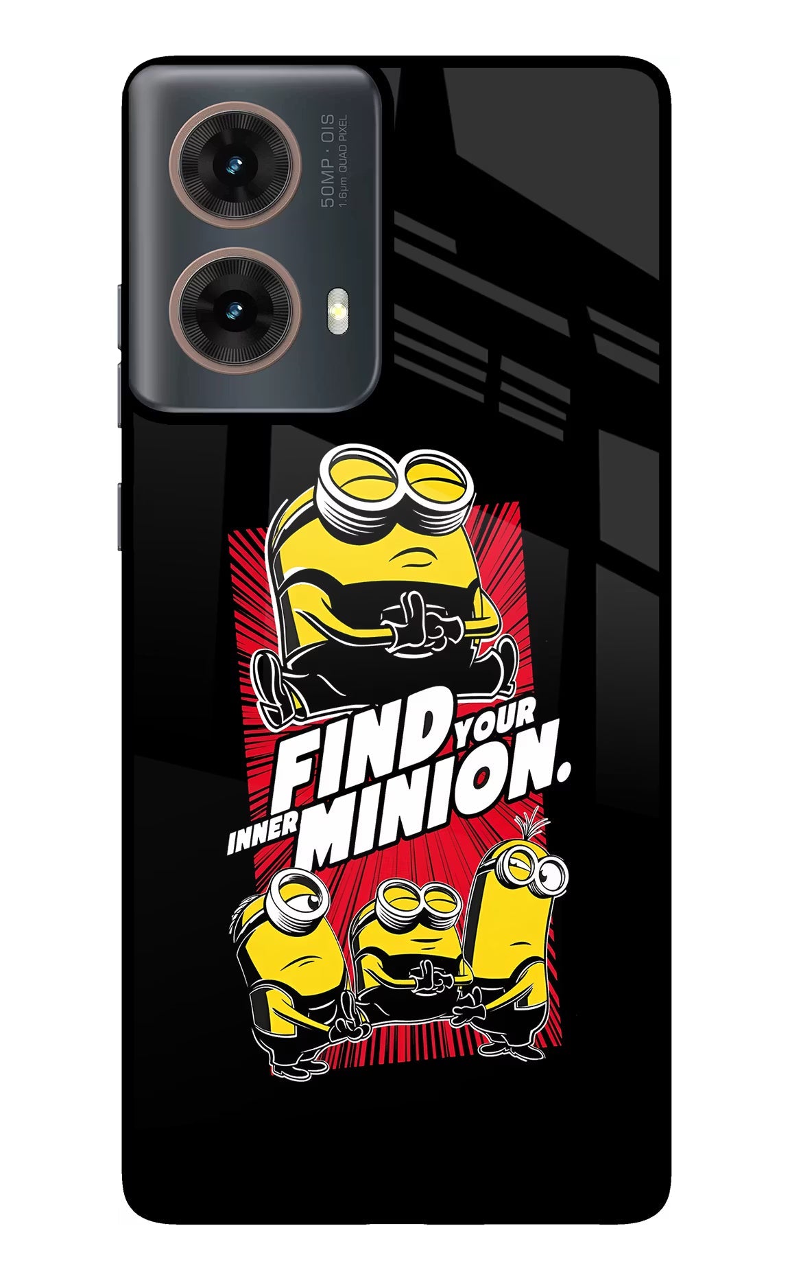 Find your inner Minion Motorola G85 Glass Case Back Cover by Casekaro