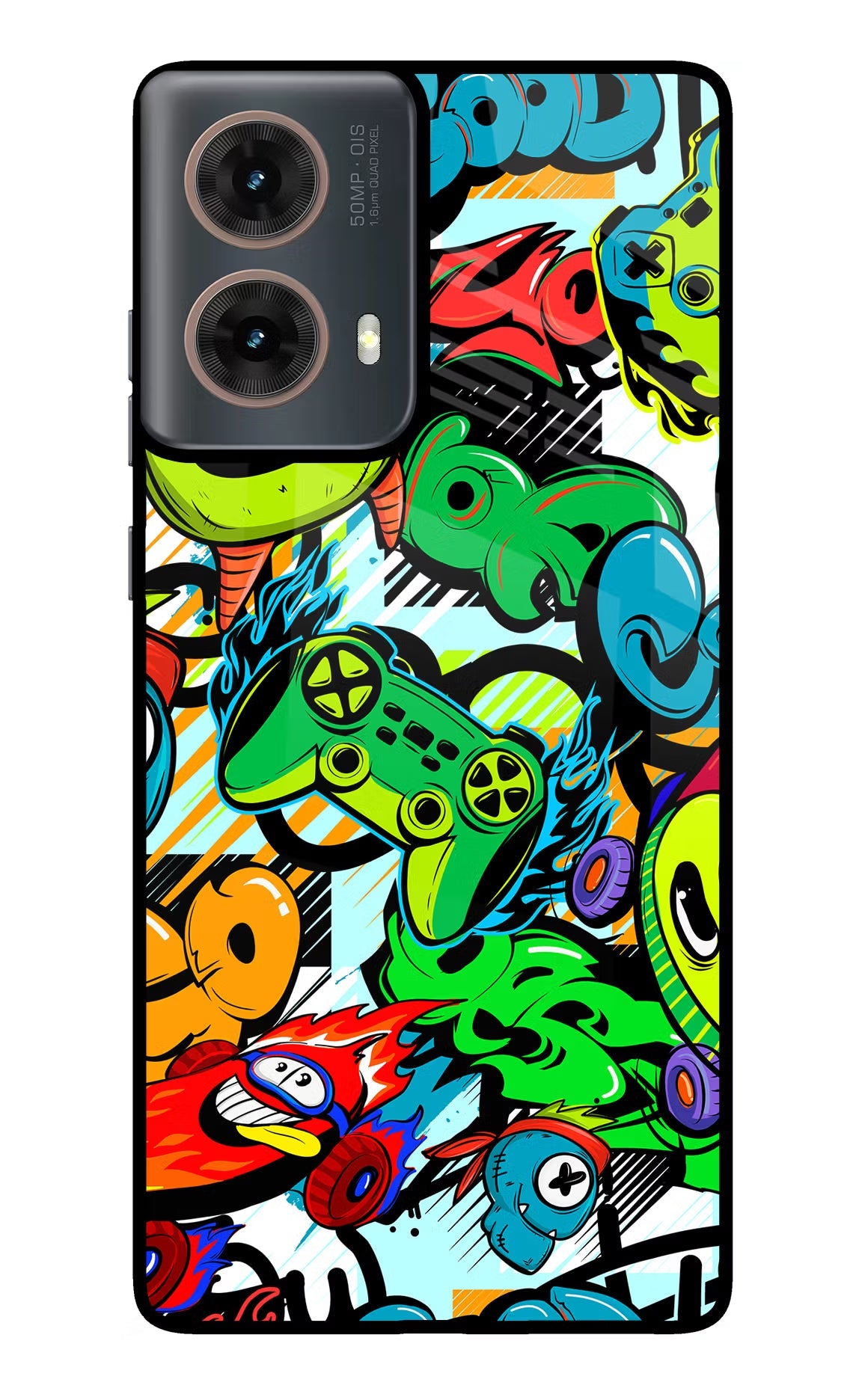 Game Doodle Motorola G85 Glass Case Back Cover by Casekaro