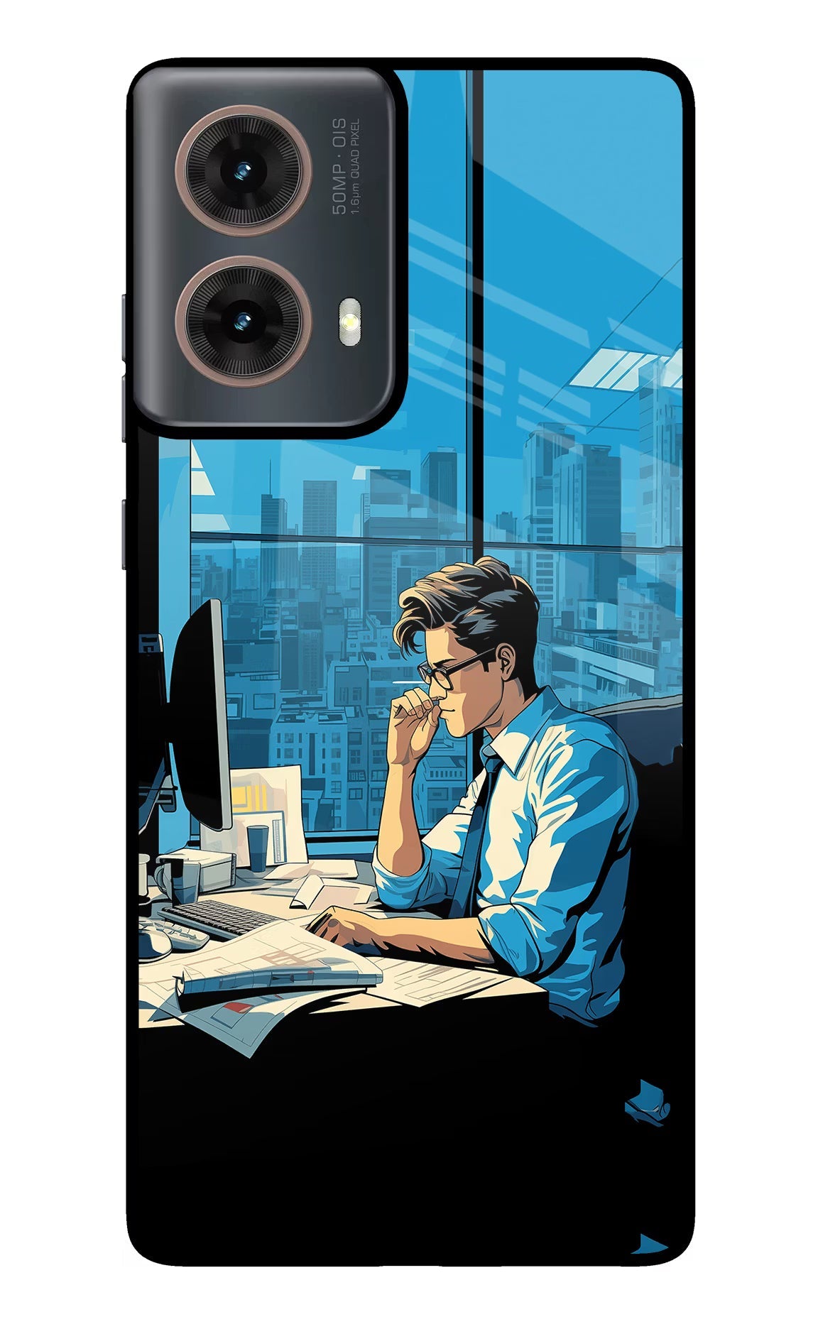 Focused Hustler (AI Generated) Motorola G85 Glass Case Back Cover by Casekaro