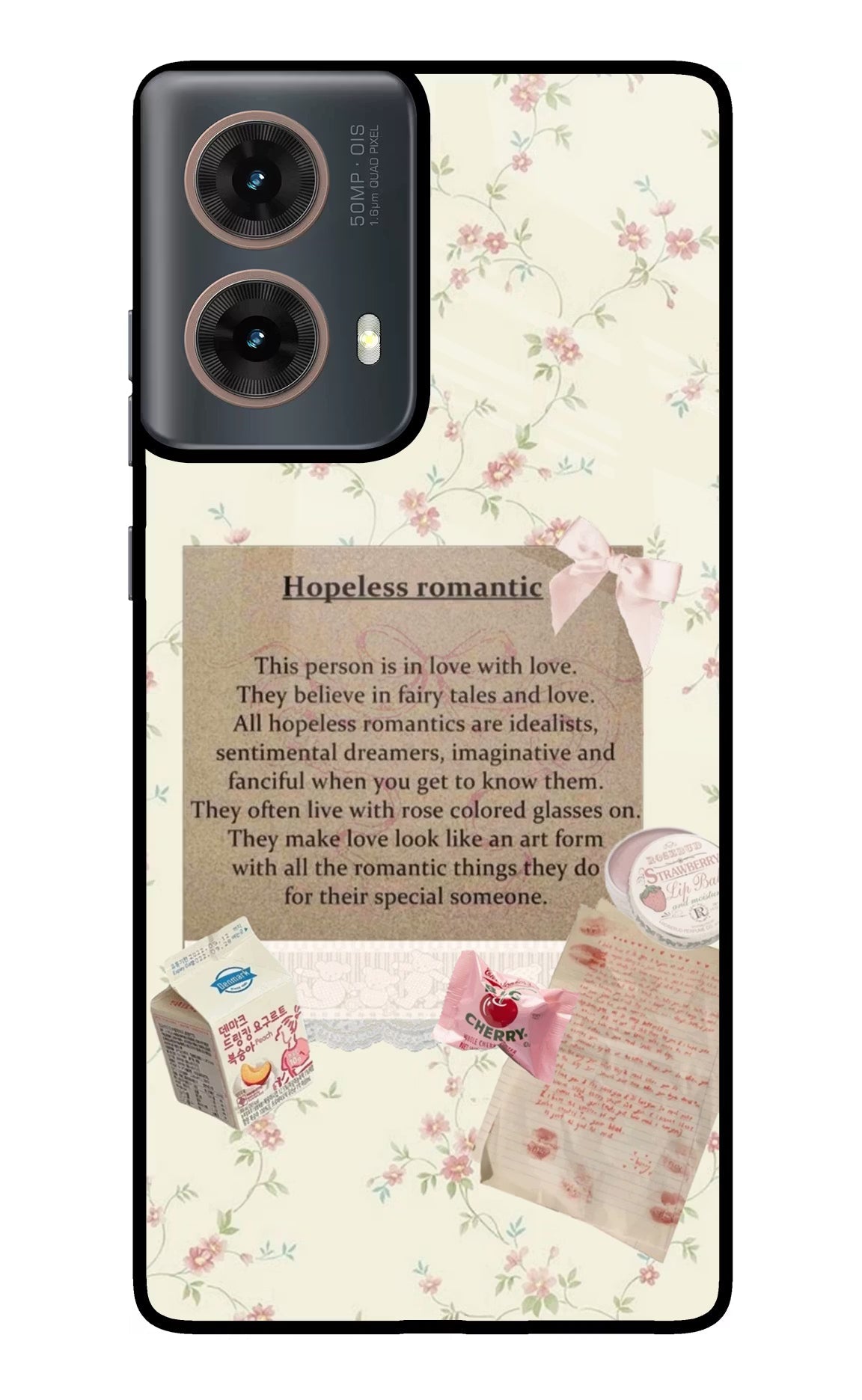 Hopeless Romantic Motorola G85 Glass Case Back Cover by Casekaro