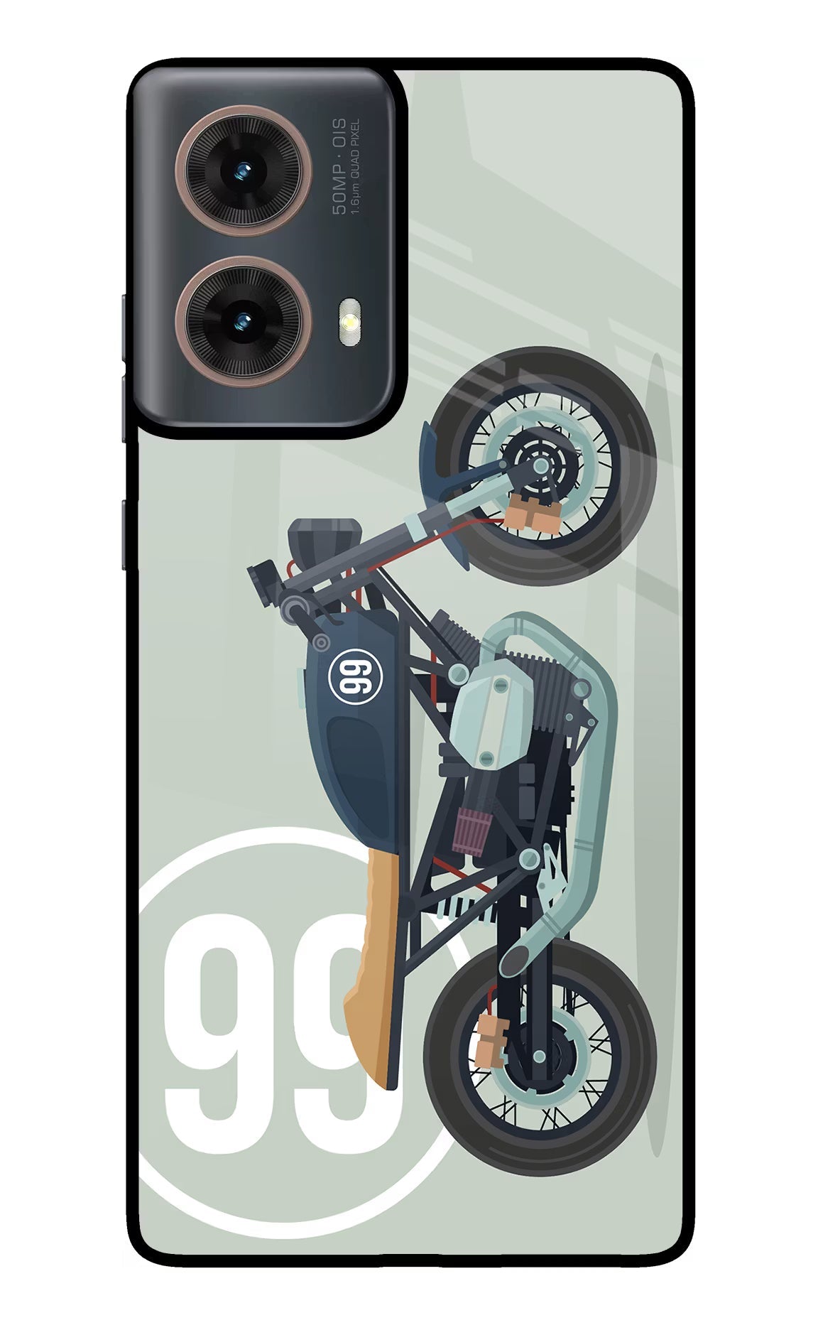 Classic Cafe Racer 99 Motorola G85 Glass Case Back Cover by Casekaro