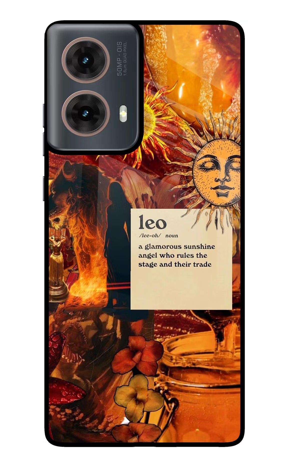 Leo Zodiac Motorola G85 Glass Case Back Cover by Casekaro