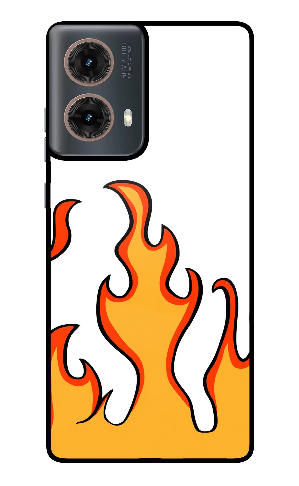 Fired Up – White Motorola G85 Glass Case Back Cover by Casekaro