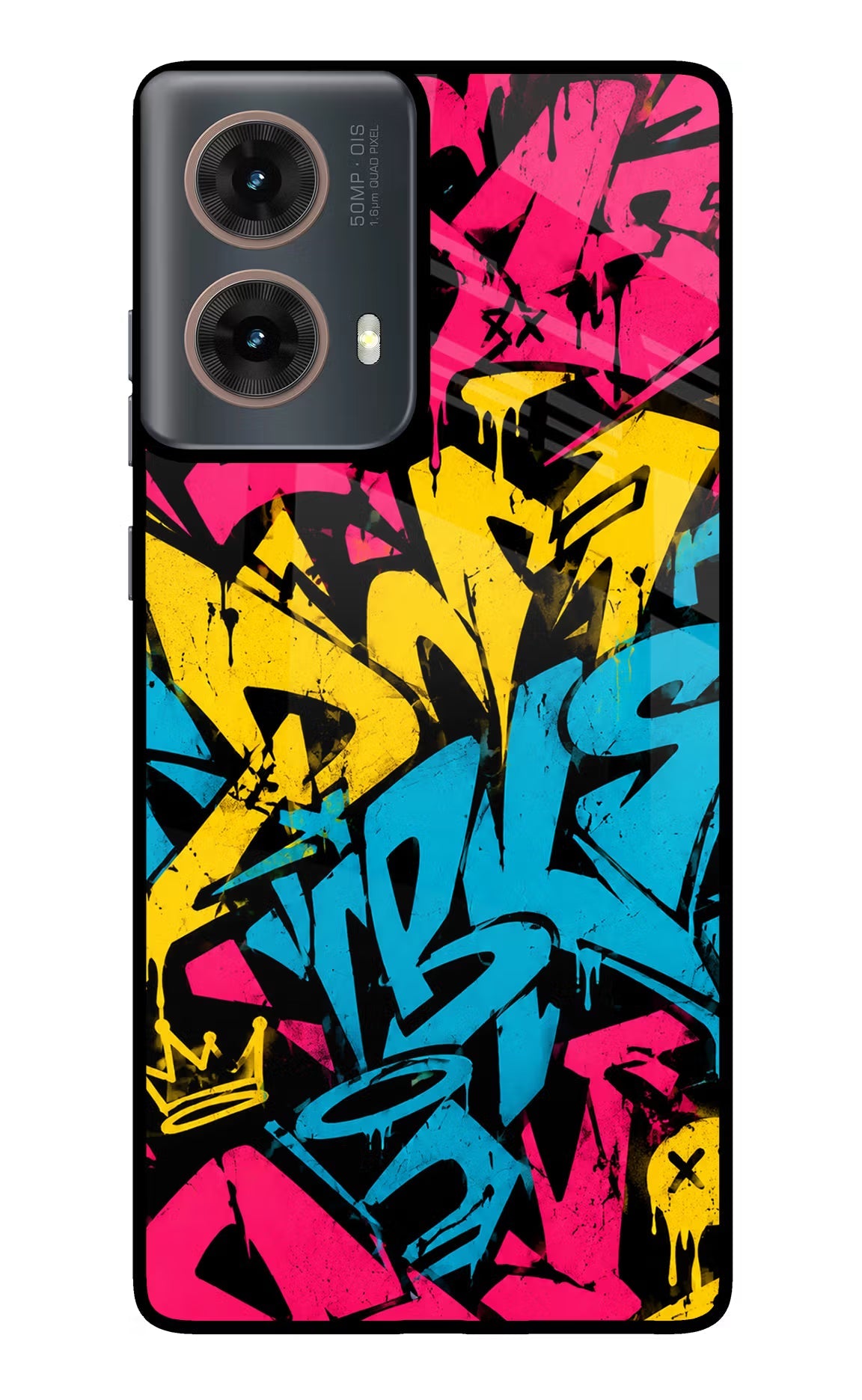 Graffiti Vibe Motorola G85 Glass Case Back Cover by Casekaro