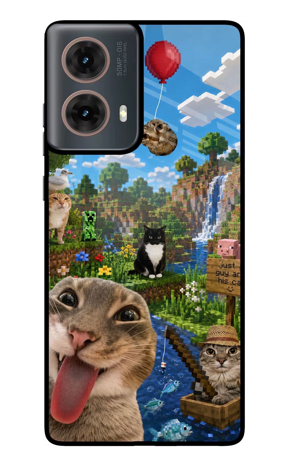 Minecraft Cat Chaos Motorola G85 Glass Case Back Cover by Casekaro
