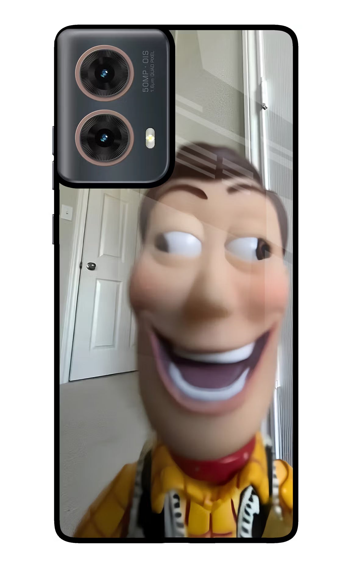 Side Eye Woody Motorola G85 Glass Case Back Cover by Casekaro