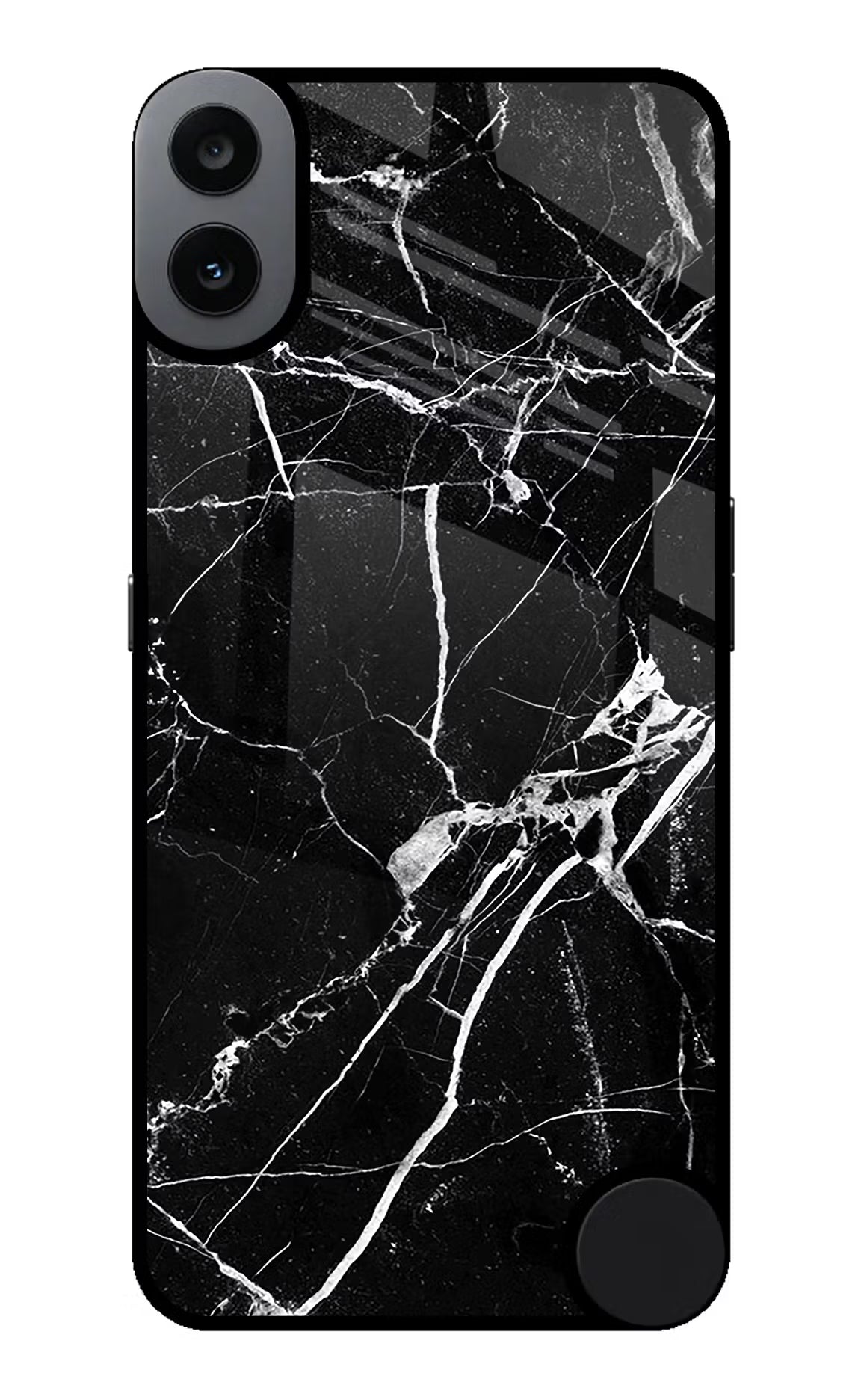 Black Marble Pattern CMF by Nothing Phone 1 Glass Case Back Cover by Casekaro