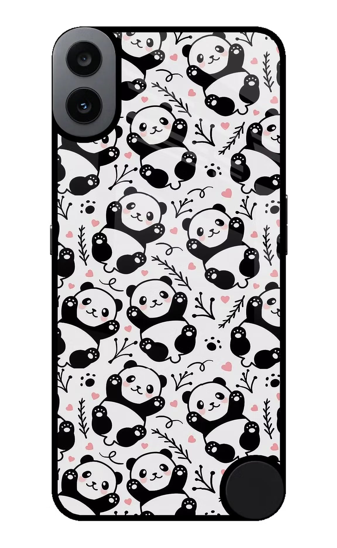 Cute Panda CMF by Nothing Phone 1 Glass Case Back Cover by Casekaro
