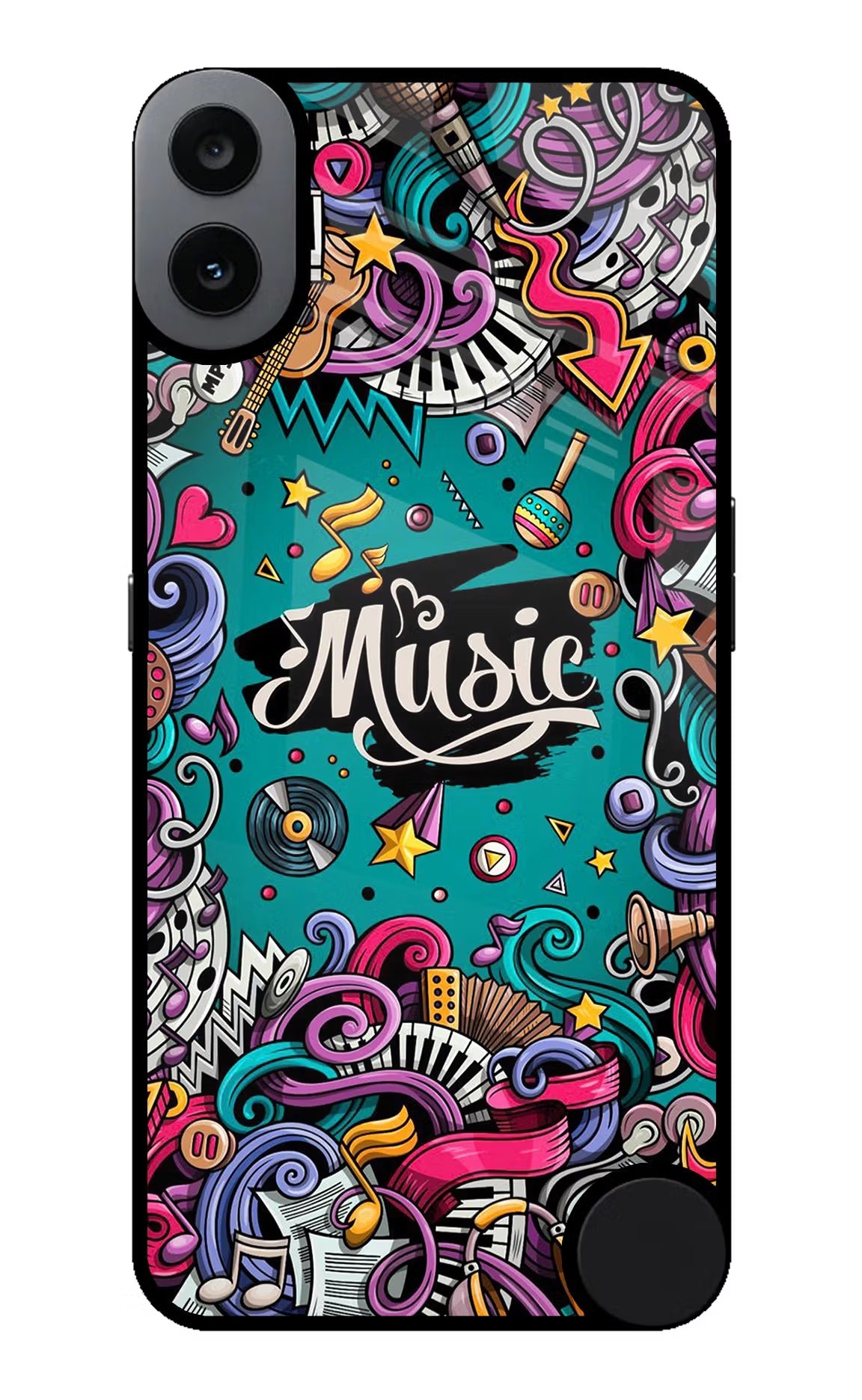 Music Graffiti CMF by Nothing Phone 1 Glass Case Back Cover by Casekaro