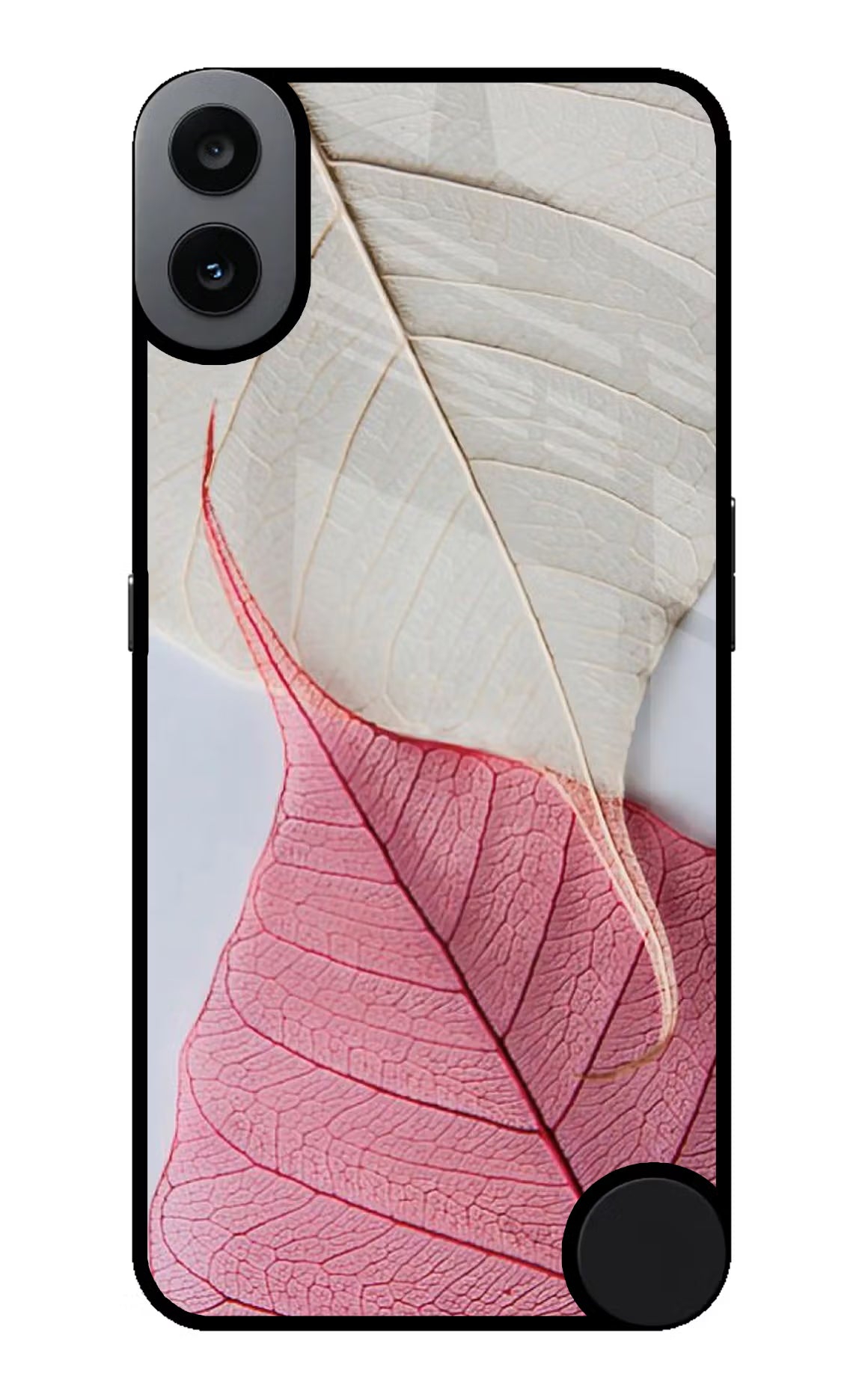 White Pink Leaf CMF by Nothing Phone 1 Glass Case Back Cover by Casekaro