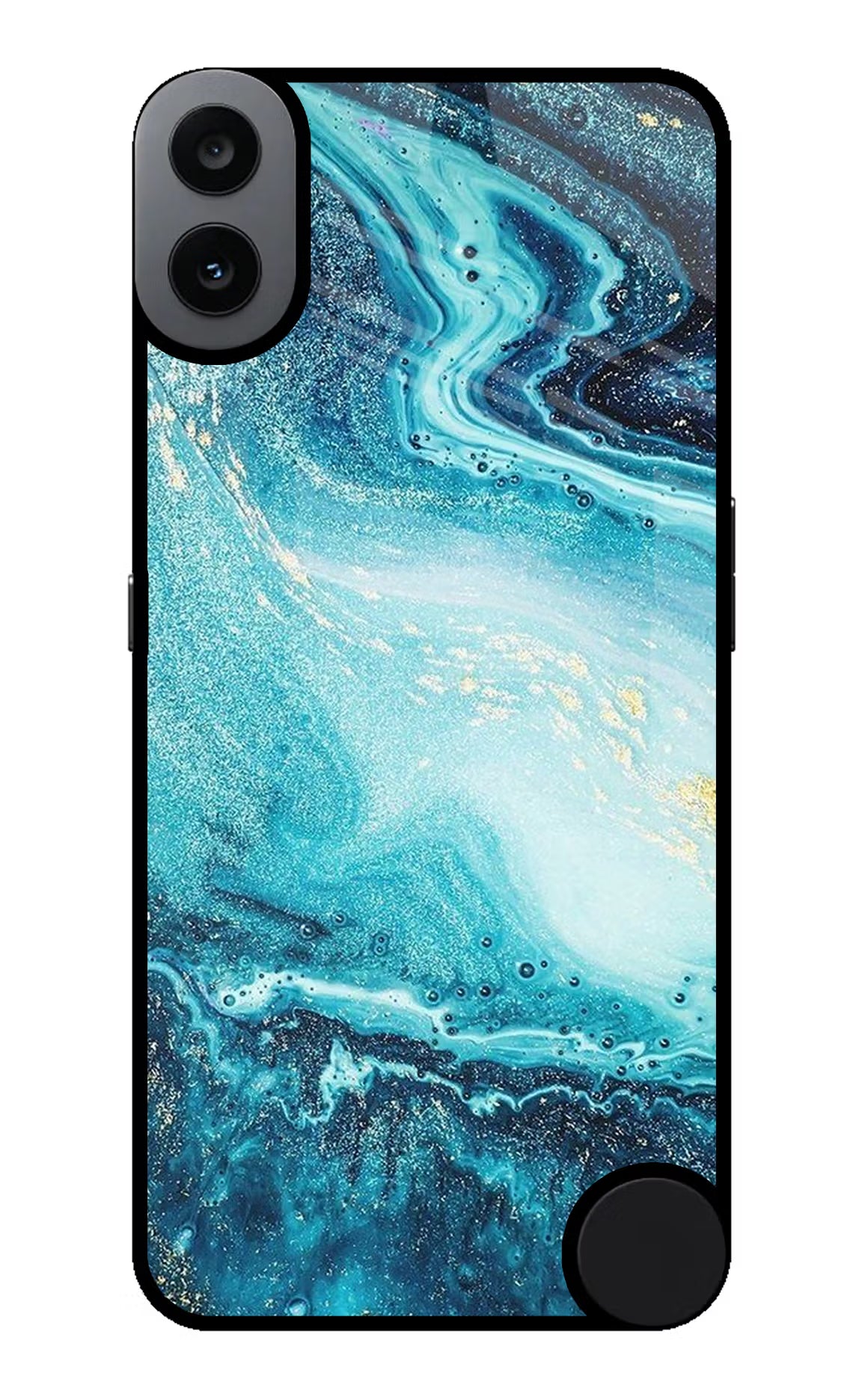 Blue Glitter Marble CMF by Nothing Phone 1 Glass Case Back Cover by Casekaro