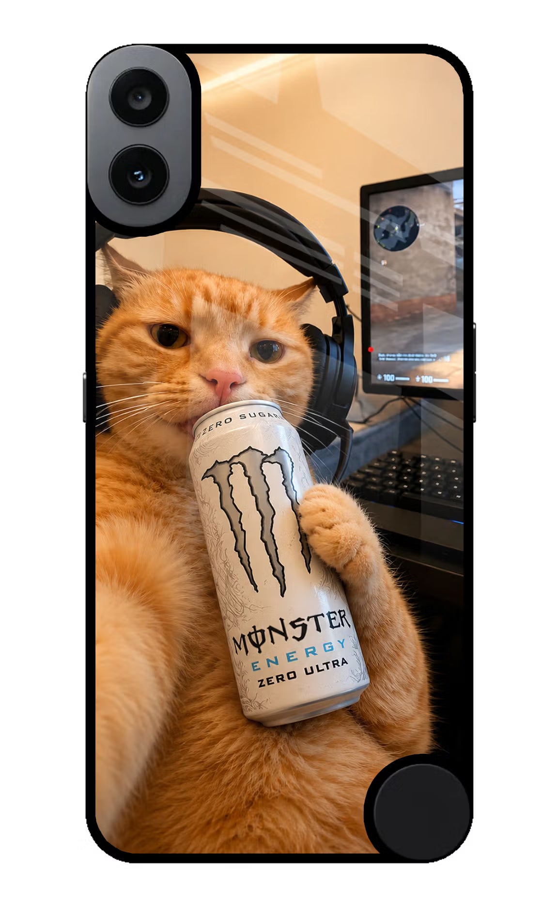 Gamer Cat Energy CMF by Nothing Phone 1 Glass Case Back Cover by Casekaro
