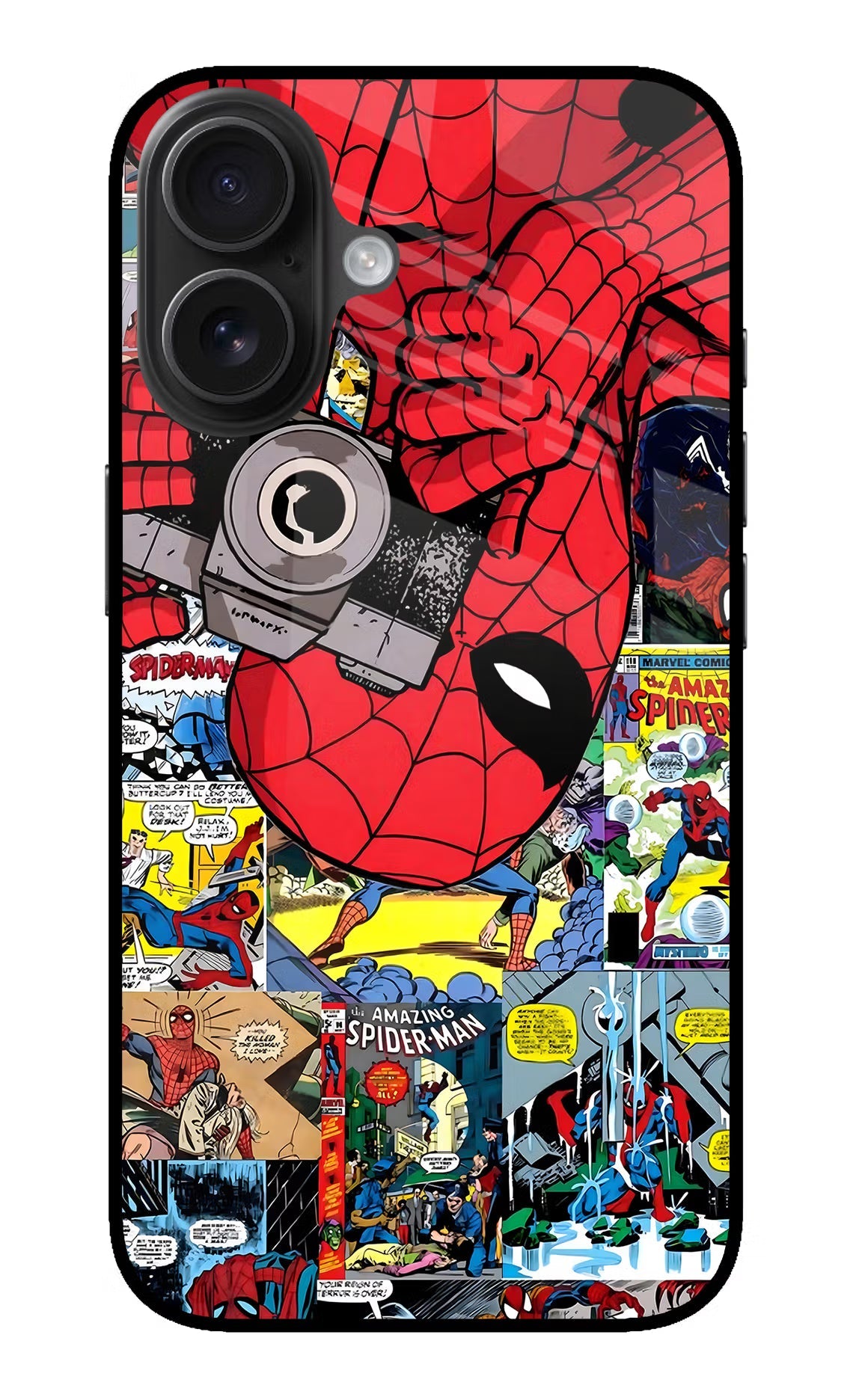 Spider Man iPhone 16 Glass Case Back Cover by Casekaro