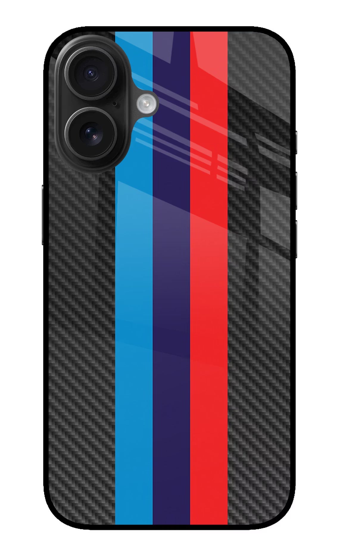 BMW Stripes Pattern iPhone 16 Glass Case Back Cover by Casekaro