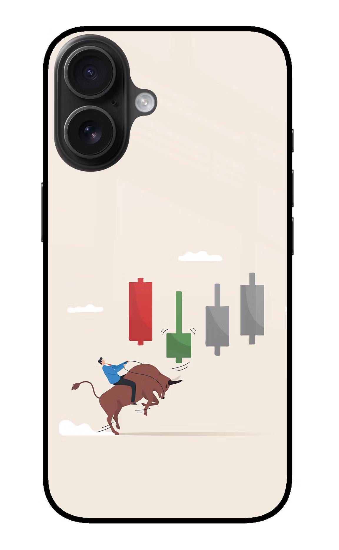 Bull Trading Momentum iPhone 16 Glass Case Back Cover by Casekaro